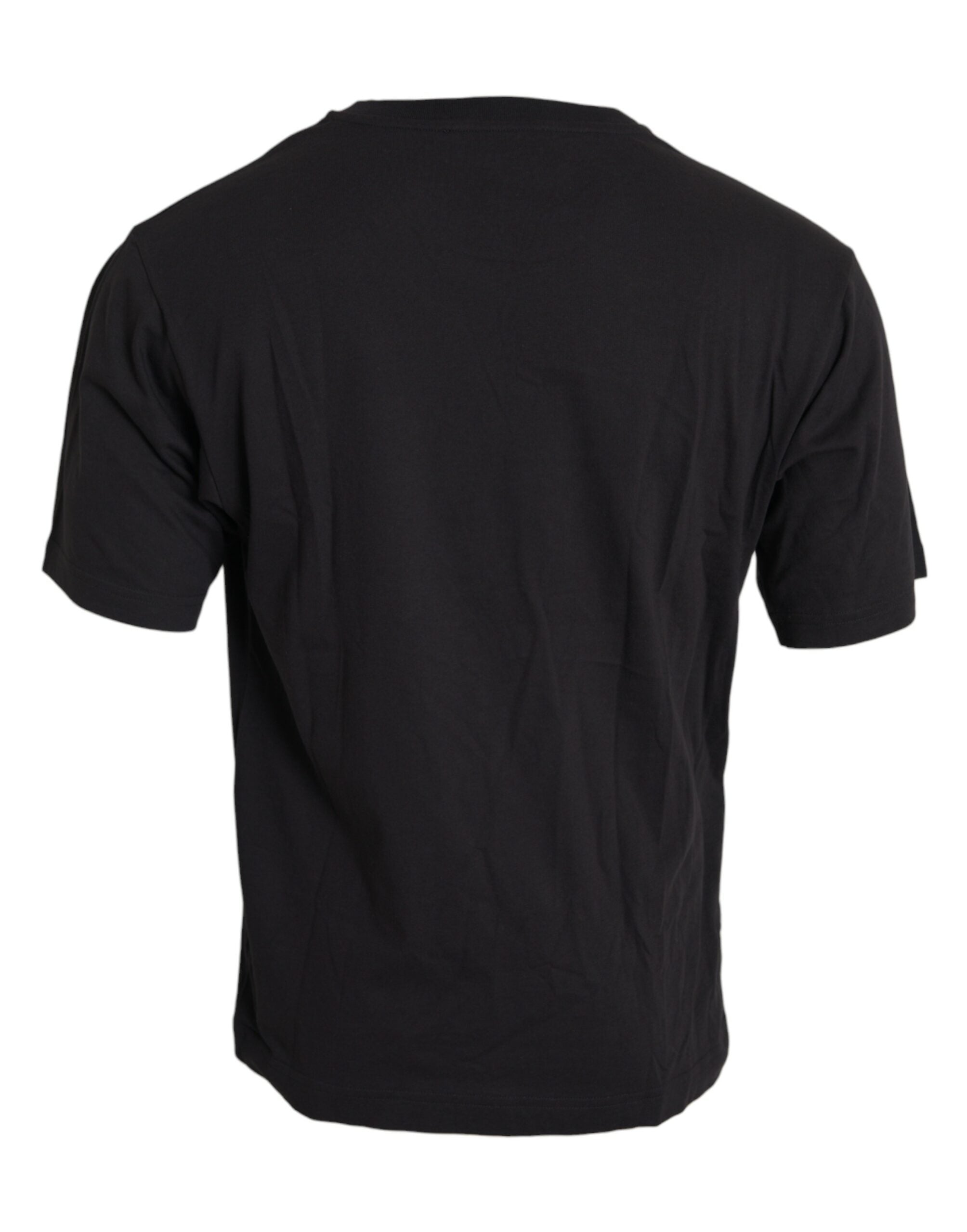 Dolce & Gabbana black cotton t-shirt with printed pocket and round neck-2