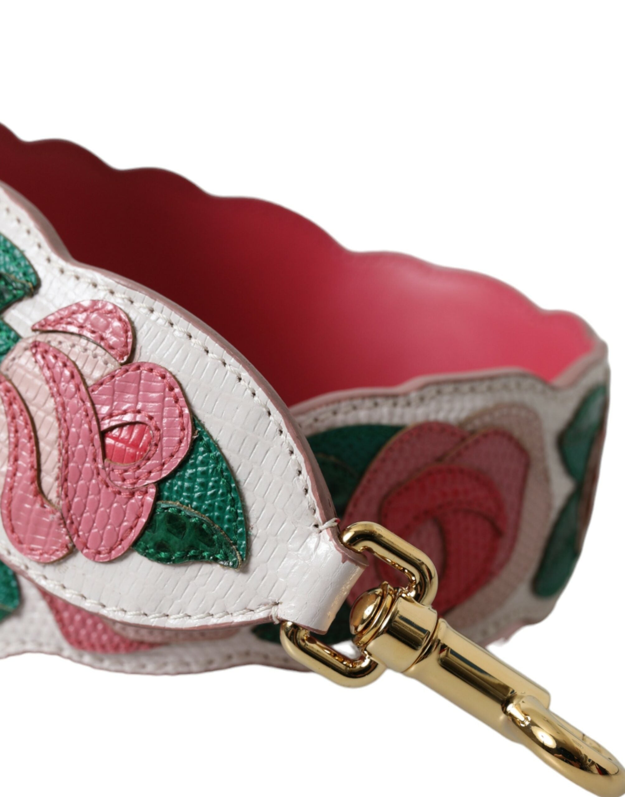 Dolce & Gabbana Weißes geblümtes Leder Accessoire Schulterriemen-2