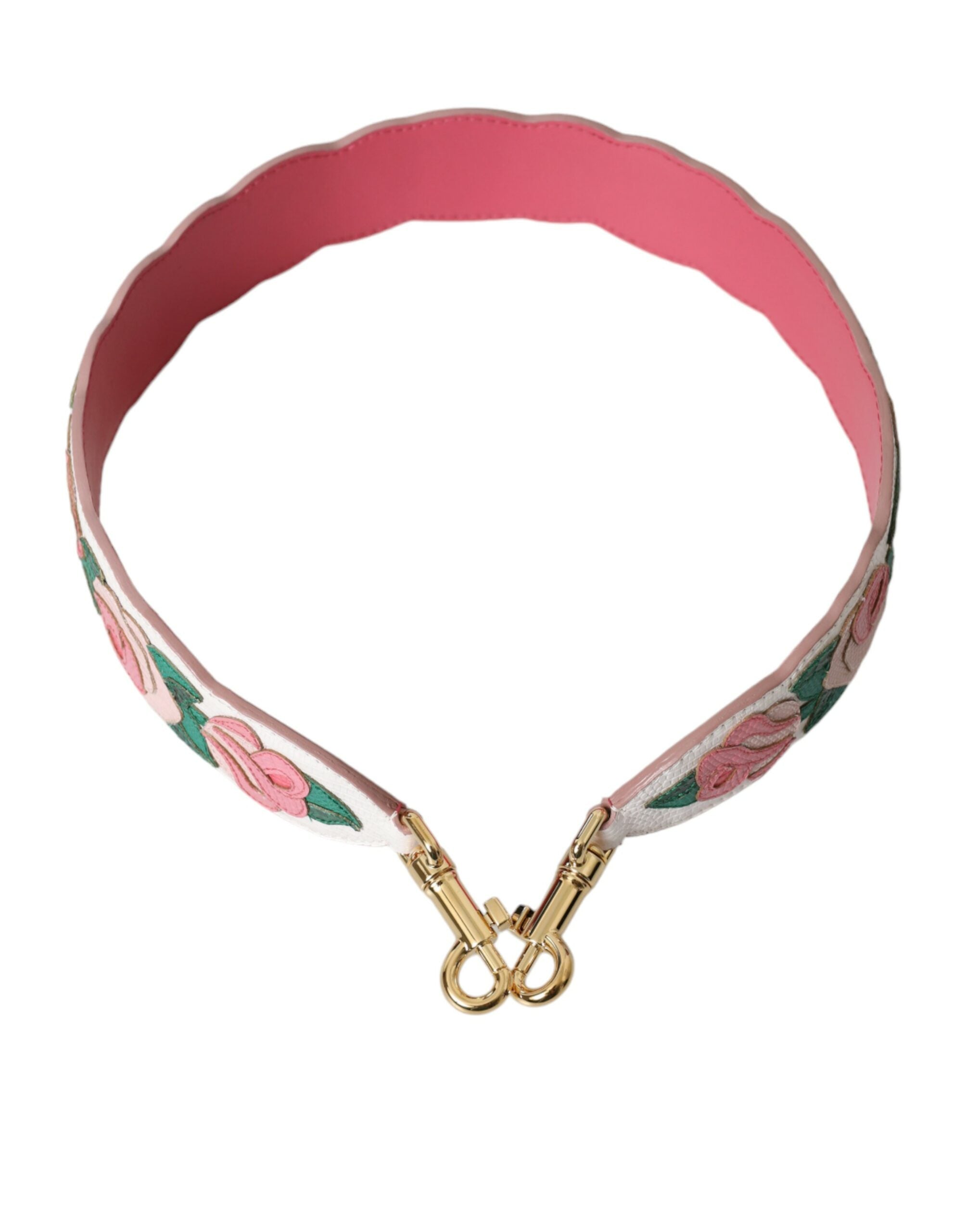 Dolce & Gabbana Weißes geblümtes Leder Accessoire Schulterriemen-4