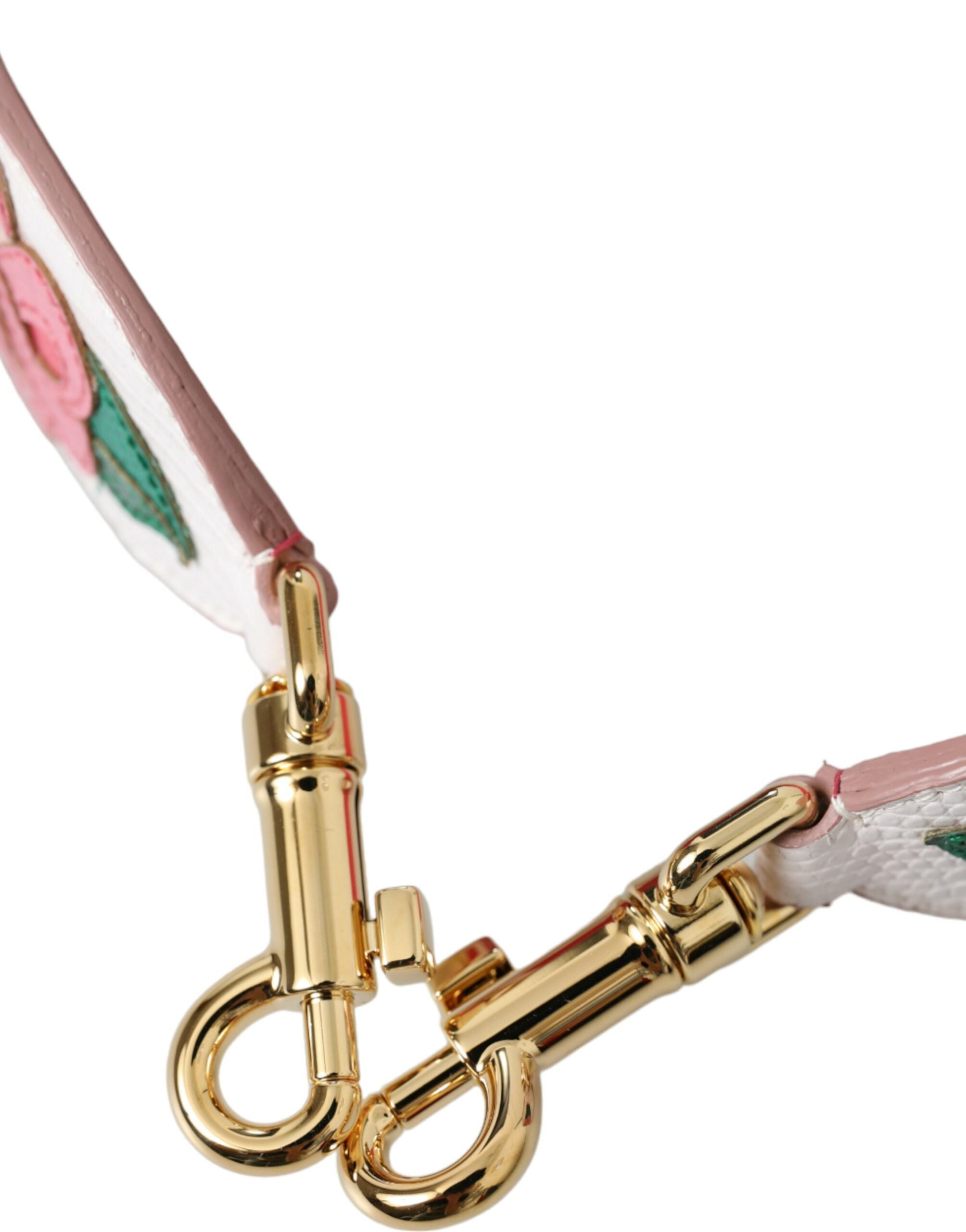 Dolce & Gabbana Weißes geblümtes Leder Accessoire Schulterriemen-5