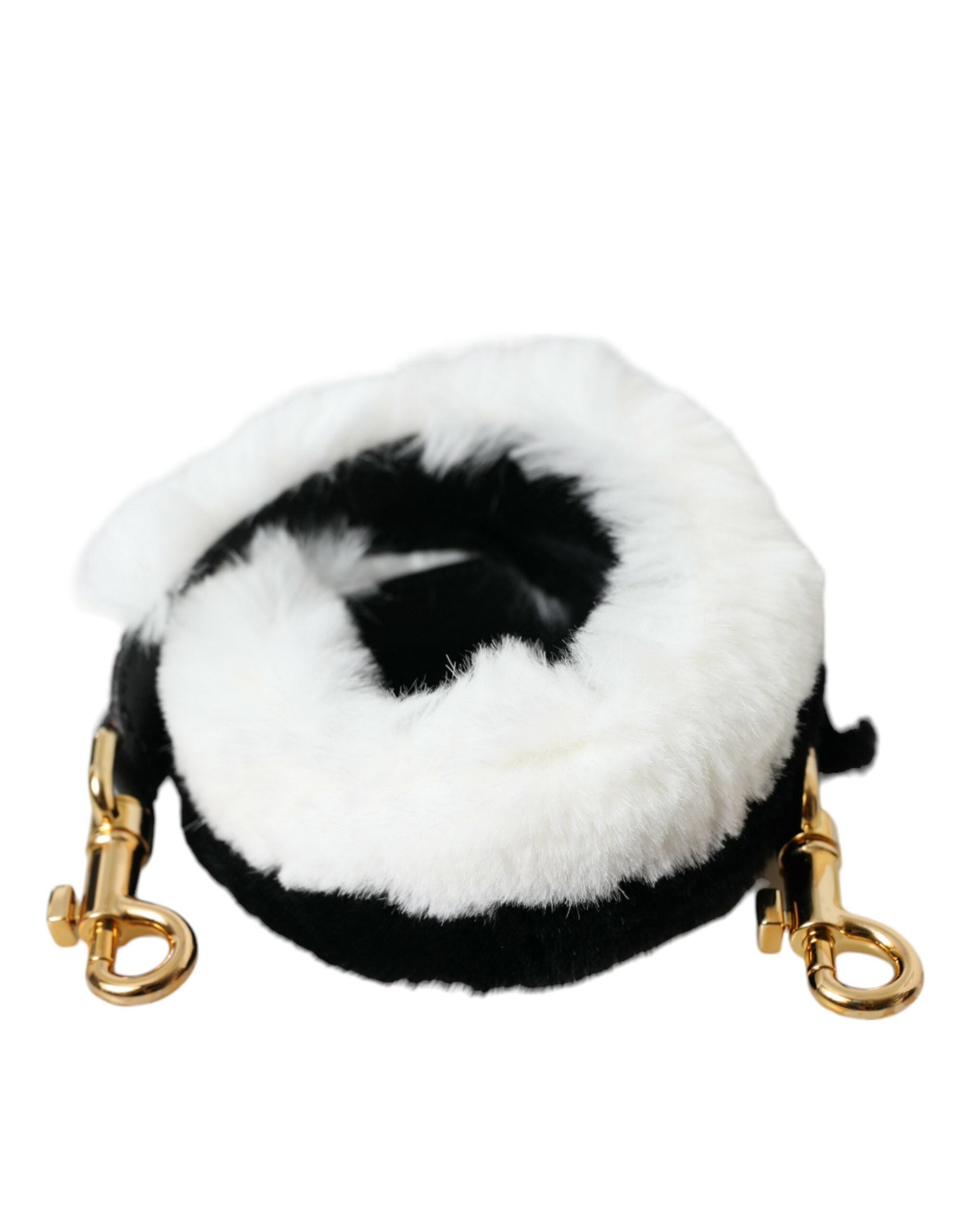 Dolce & Gabbana Black White Lapin Fur Accessory Shoulder Strap-1
