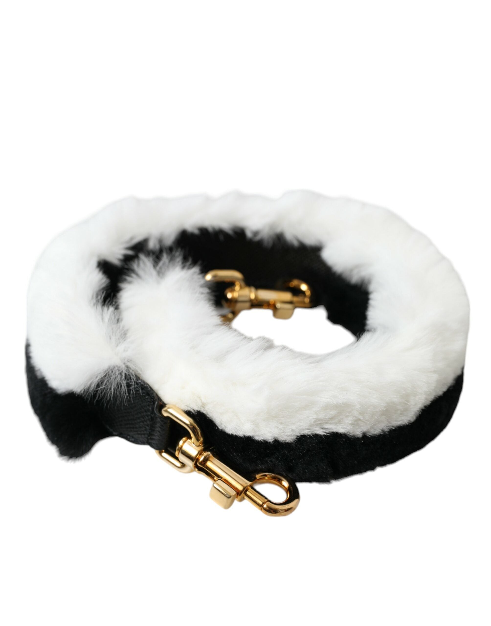 Dolce & Gabbana Black White Lapin Fur Accessory Shoulder Strap-2