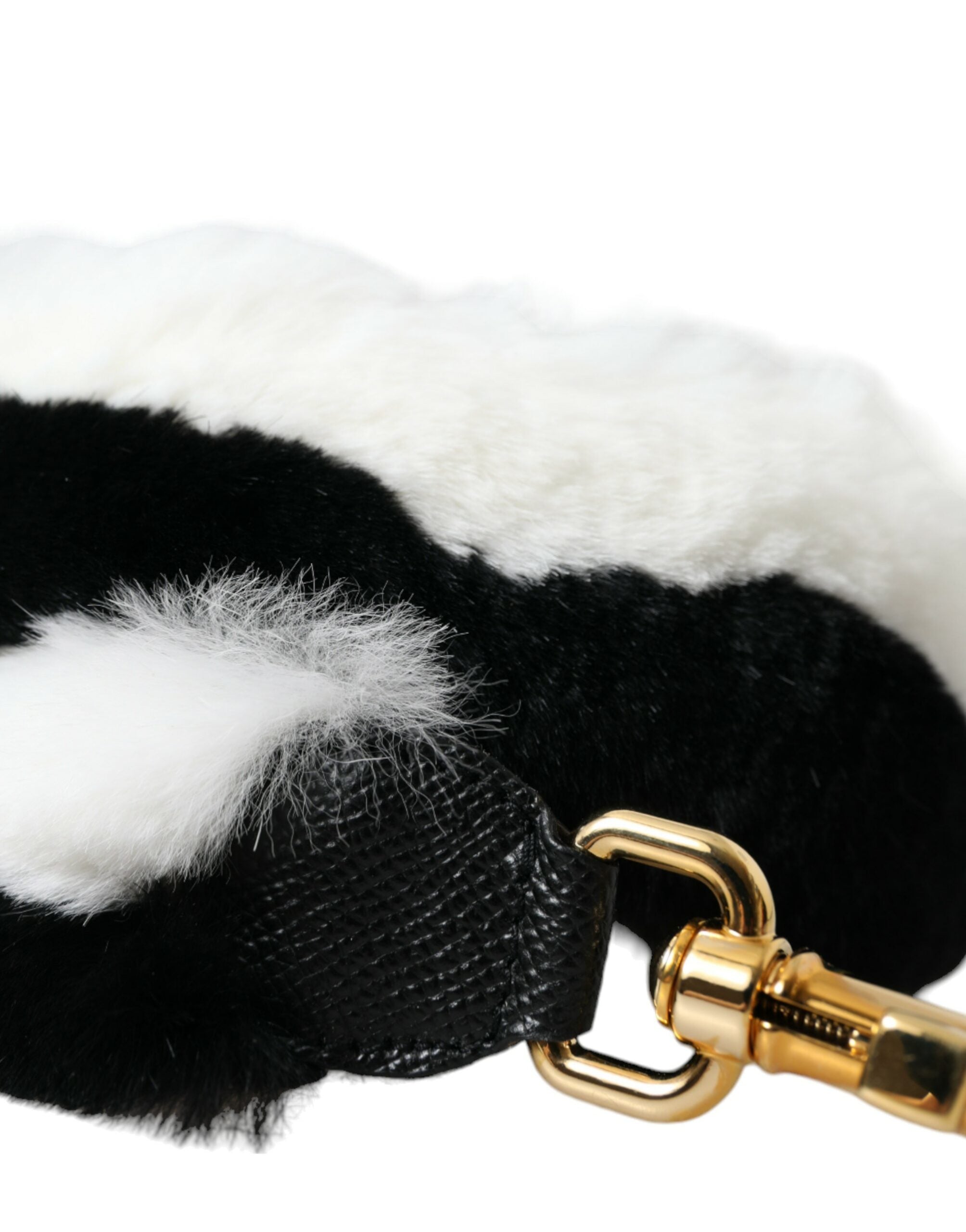 Dolce & Gabbana Black White Lapin Fur Accessory Shoulder Strap-3