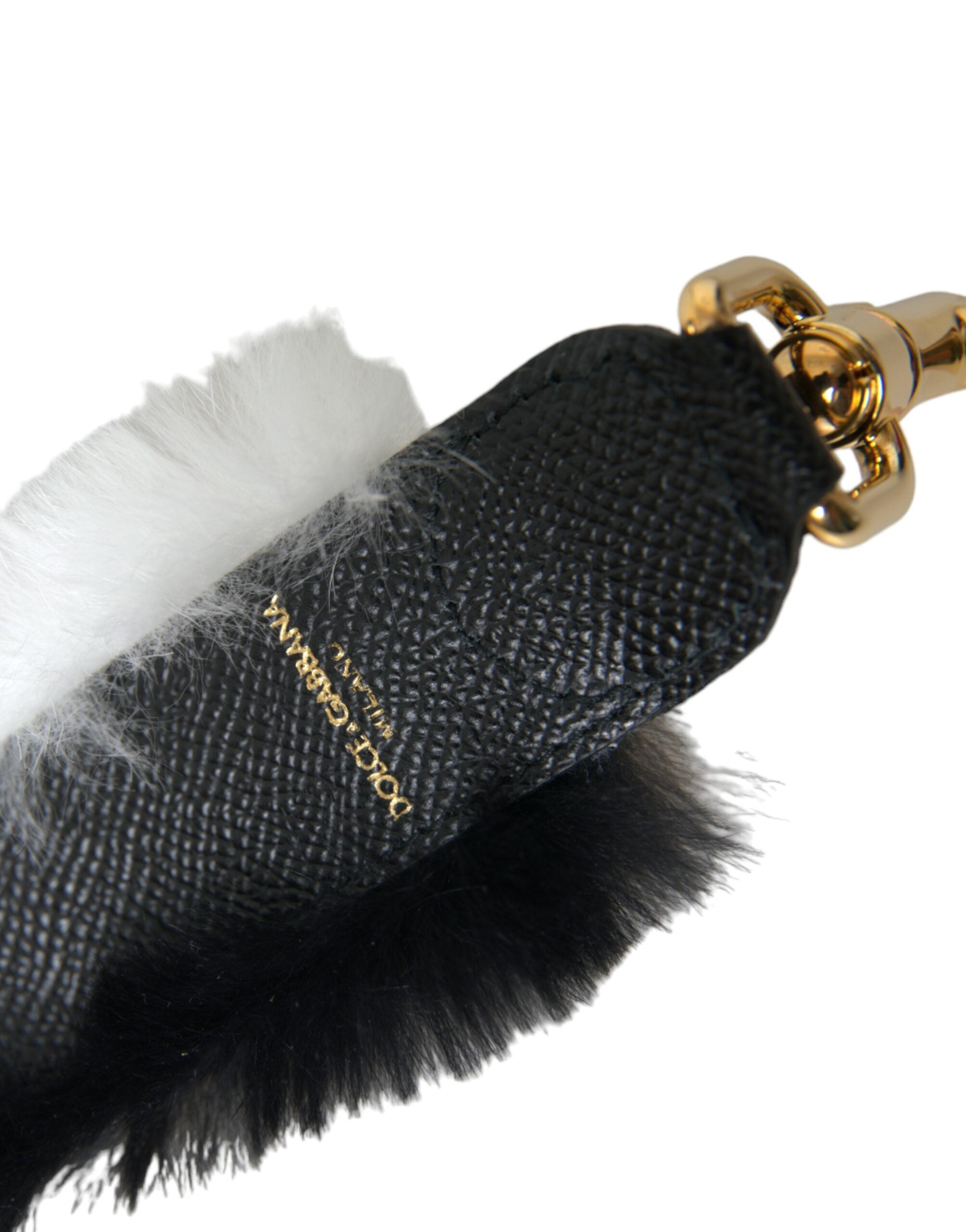 Dolce & Gabbana Black White Lapin Fur Accessory Shoulder Strap-4