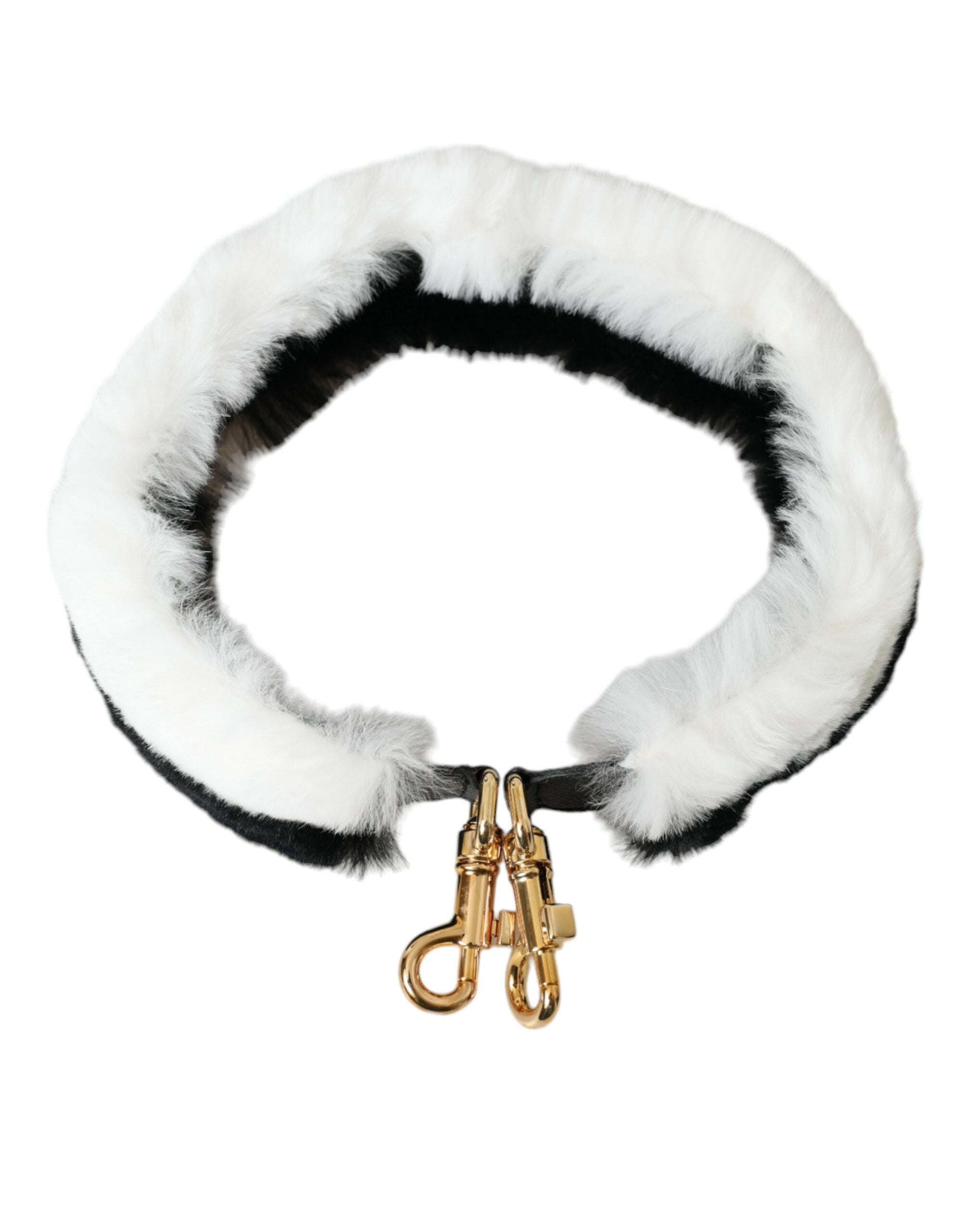 Dolce & Gabbana Black White Lapin Fur Accessory Shoulder Strap-5