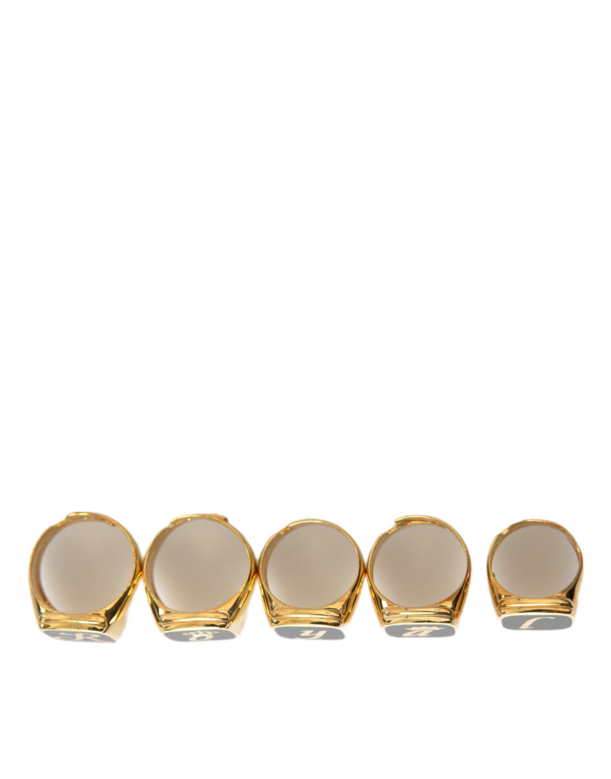 Dolce & Gabbana Gold Brass Royal Enamel Set of 5 Rings-2