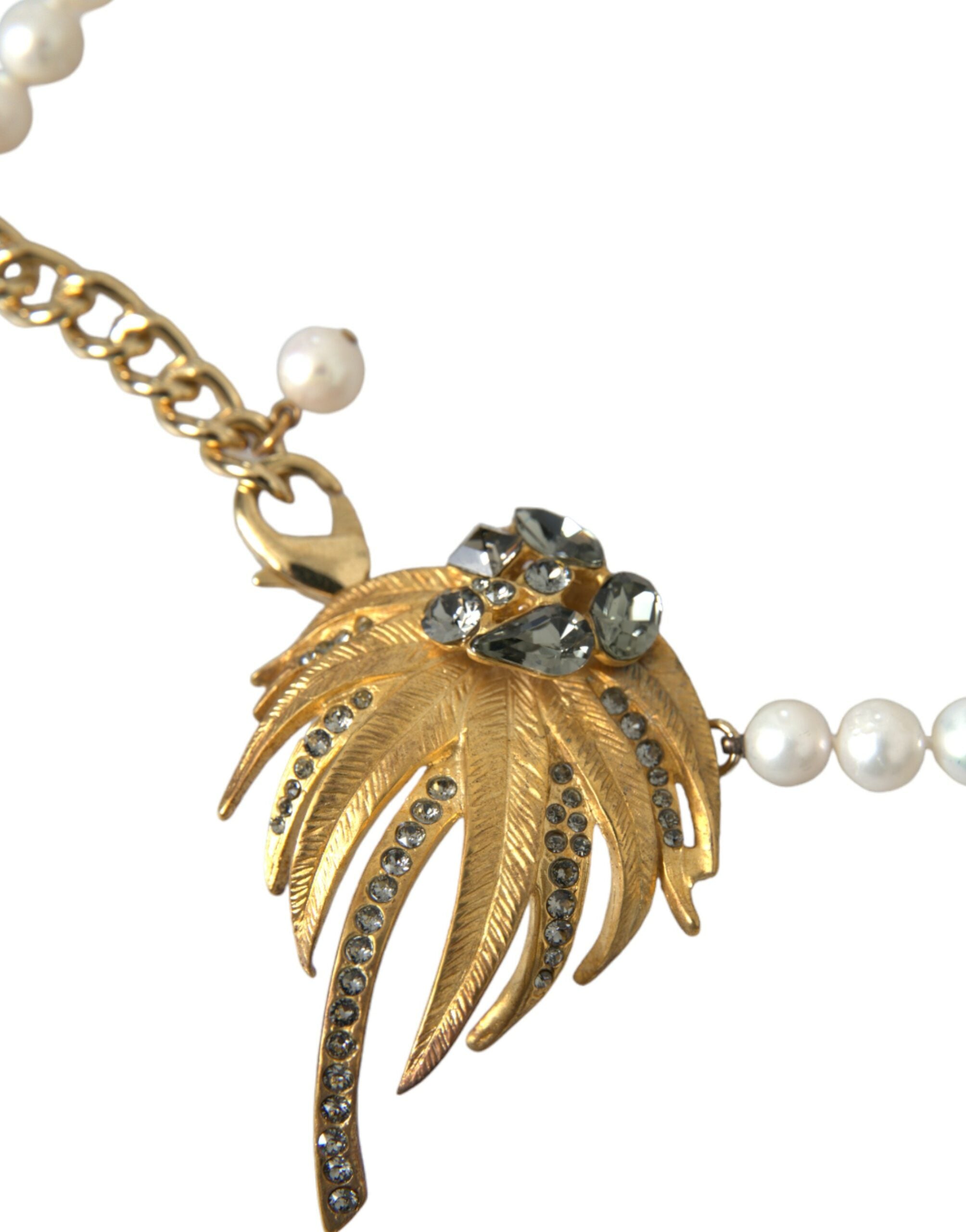 Collar con colgante de árbol de perlas de cristal y latón dorado de Dolce & Gabbana-2