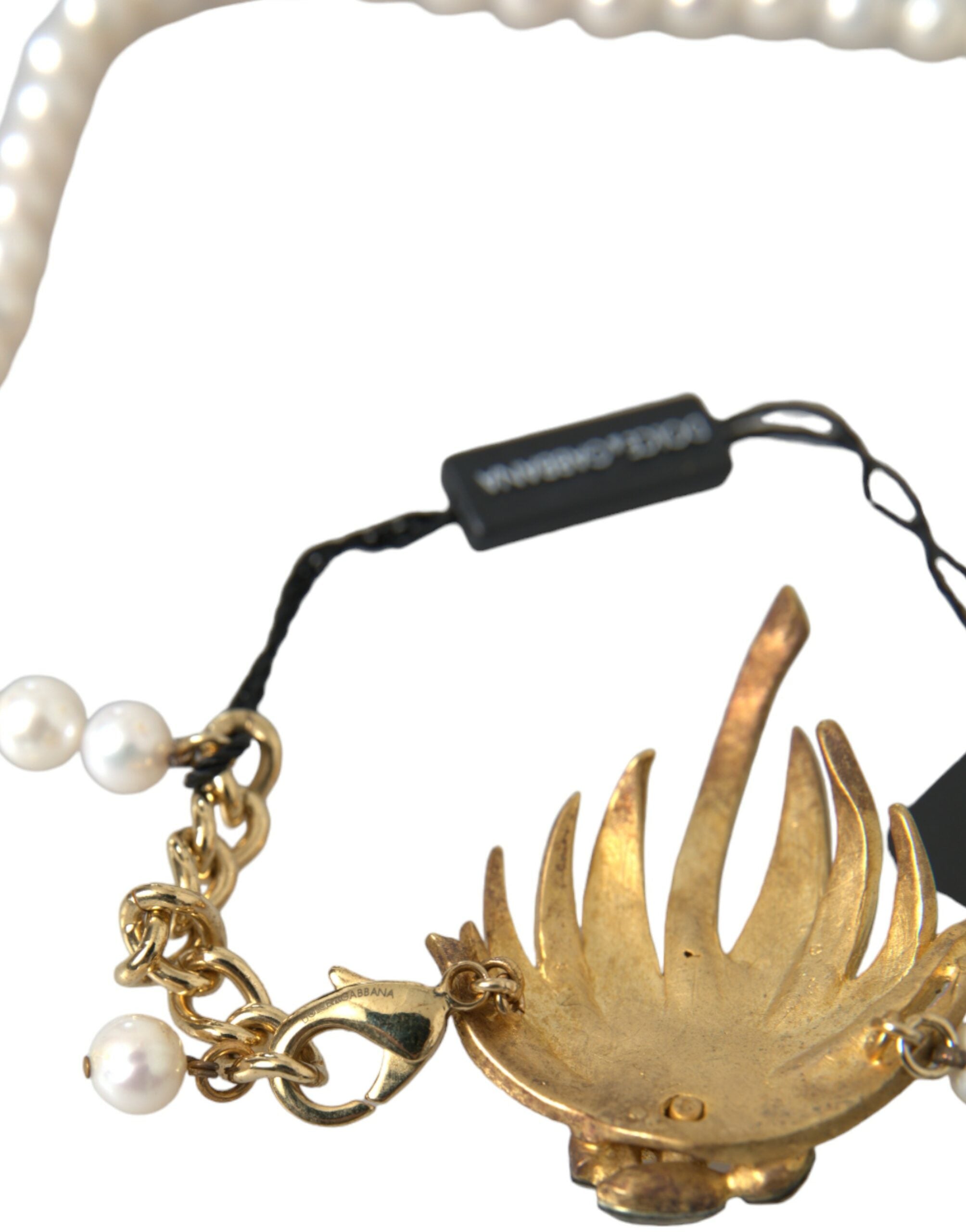 Collar con colgante de árbol de perlas de cristal y latón dorado de Dolce & Gabbana-3