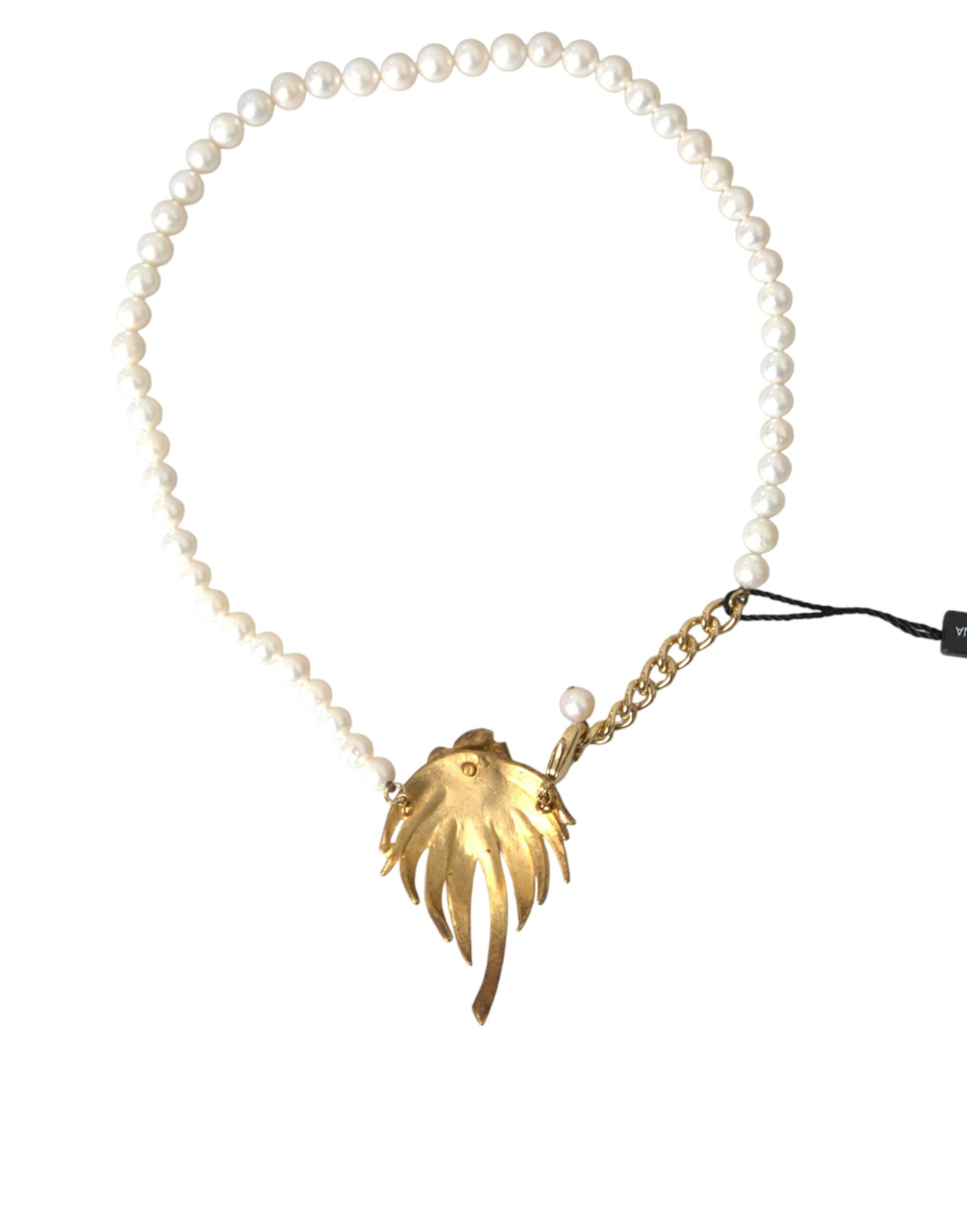 Collar con colgante de árbol de perlas de cristal y latón dorado de Dolce & Gabbana-4