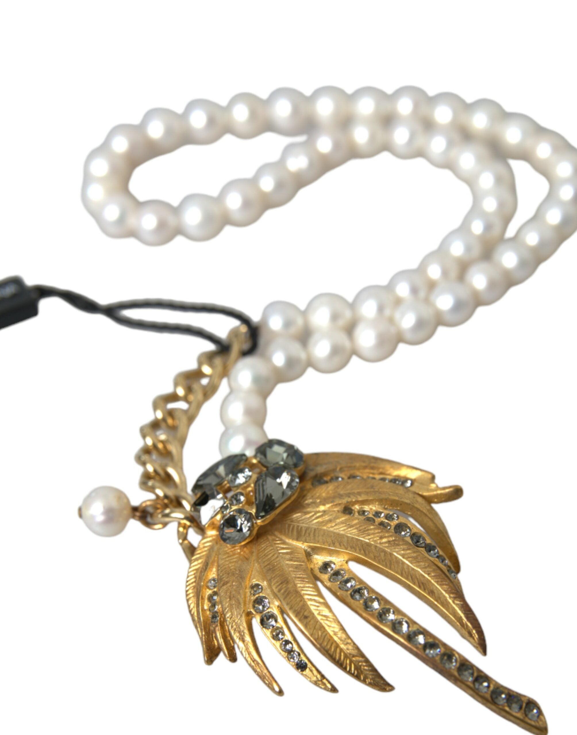 Collar con colgante de árbol de perlas de cristal y latón dorado de Dolce & Gabbana-5