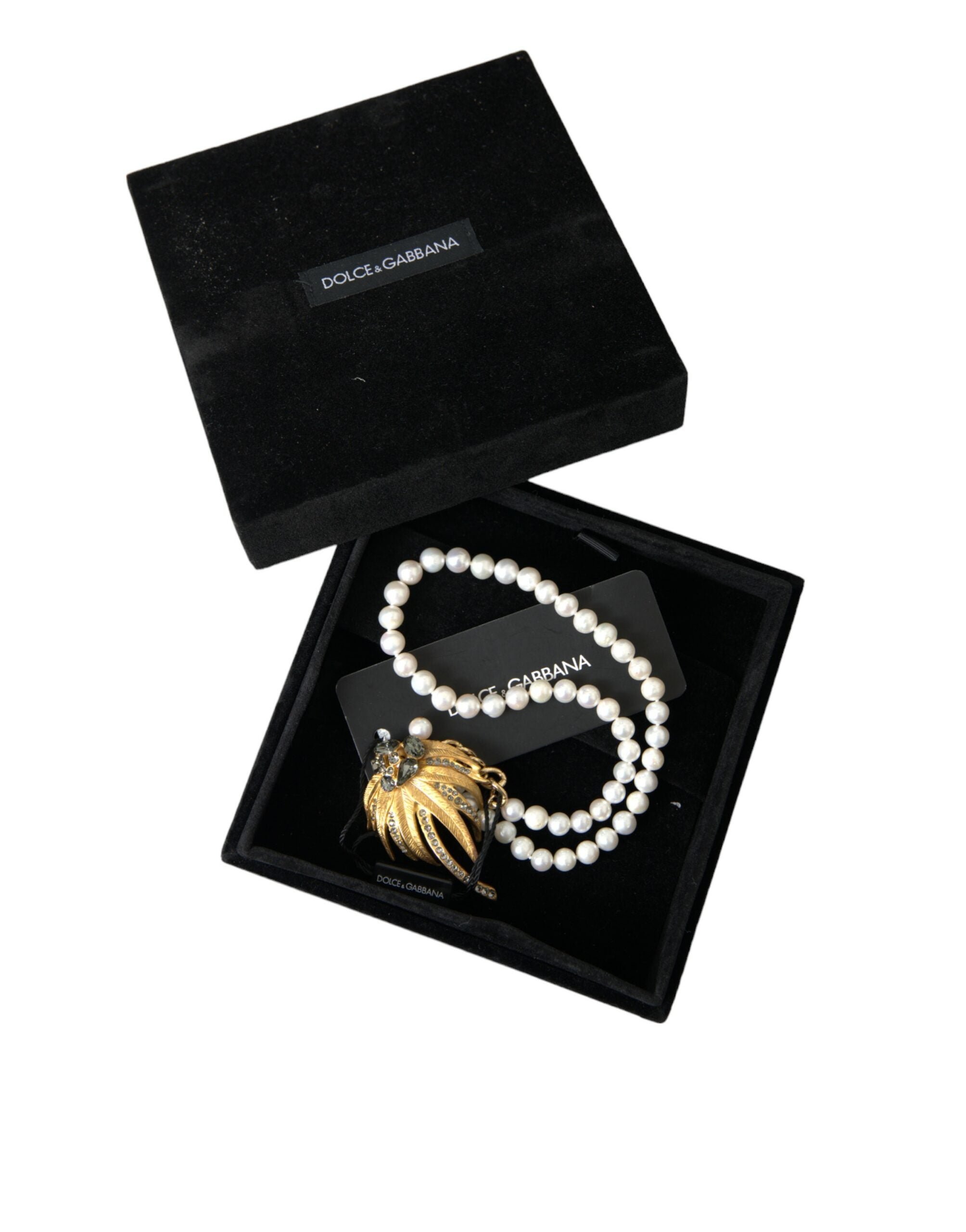 Collar con colgante de árbol de perlas de cristal y latón dorado de Dolce & Gabbana-6