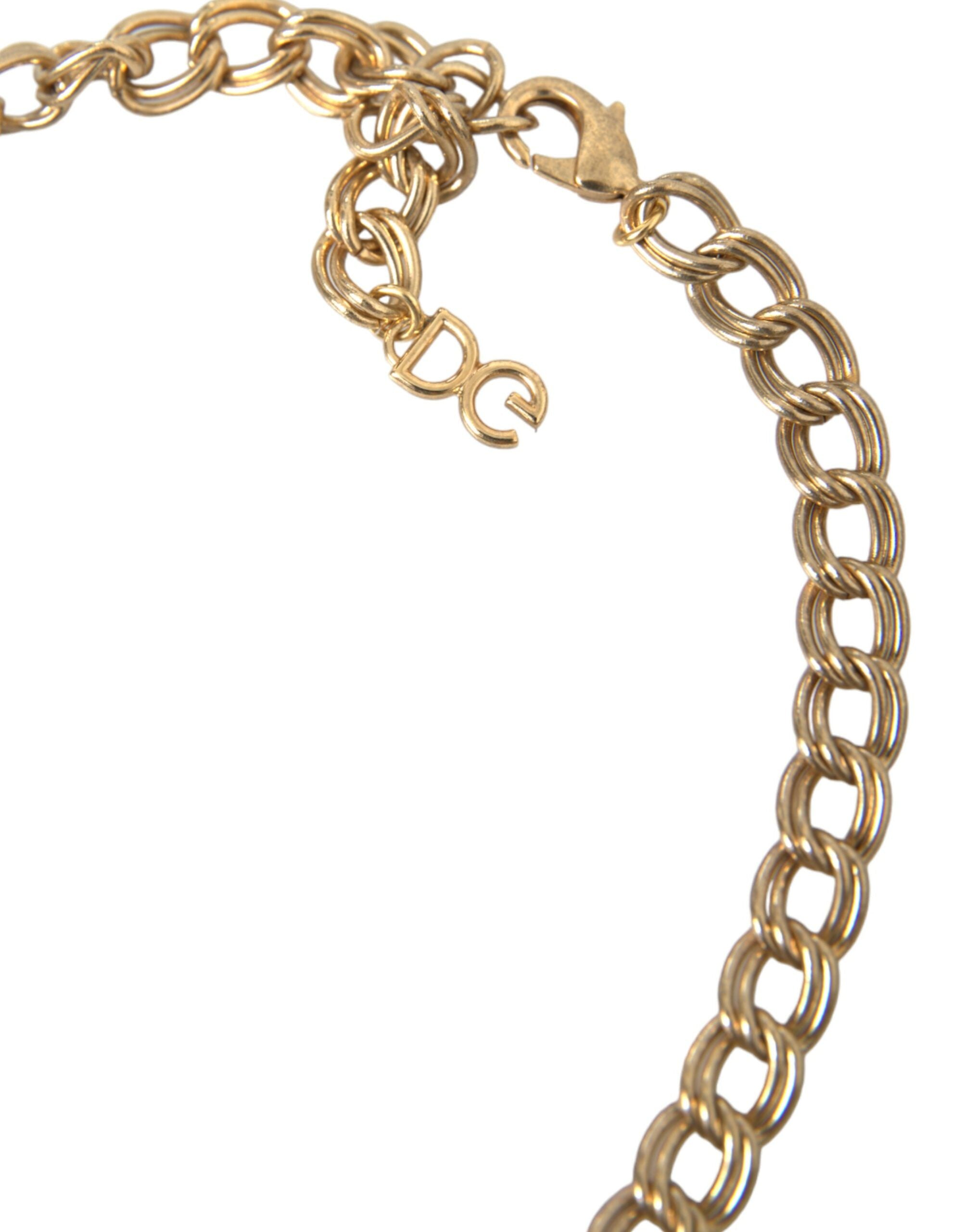 Dolce & Gabbana Gold Chain Rose Cross Strawberry Star Pendant Necklace-3