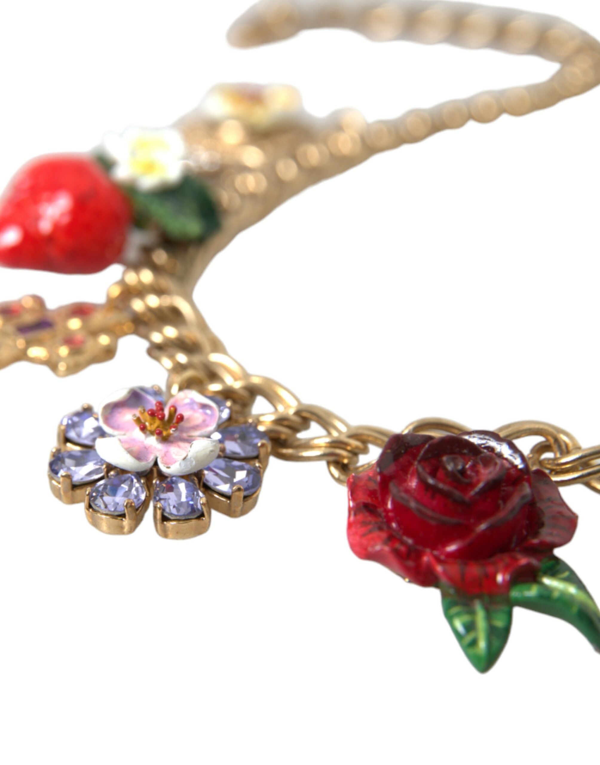 Dolce & Gabbana Gold Chain Rose Cross Strawberry Star Pendant Necklace-7