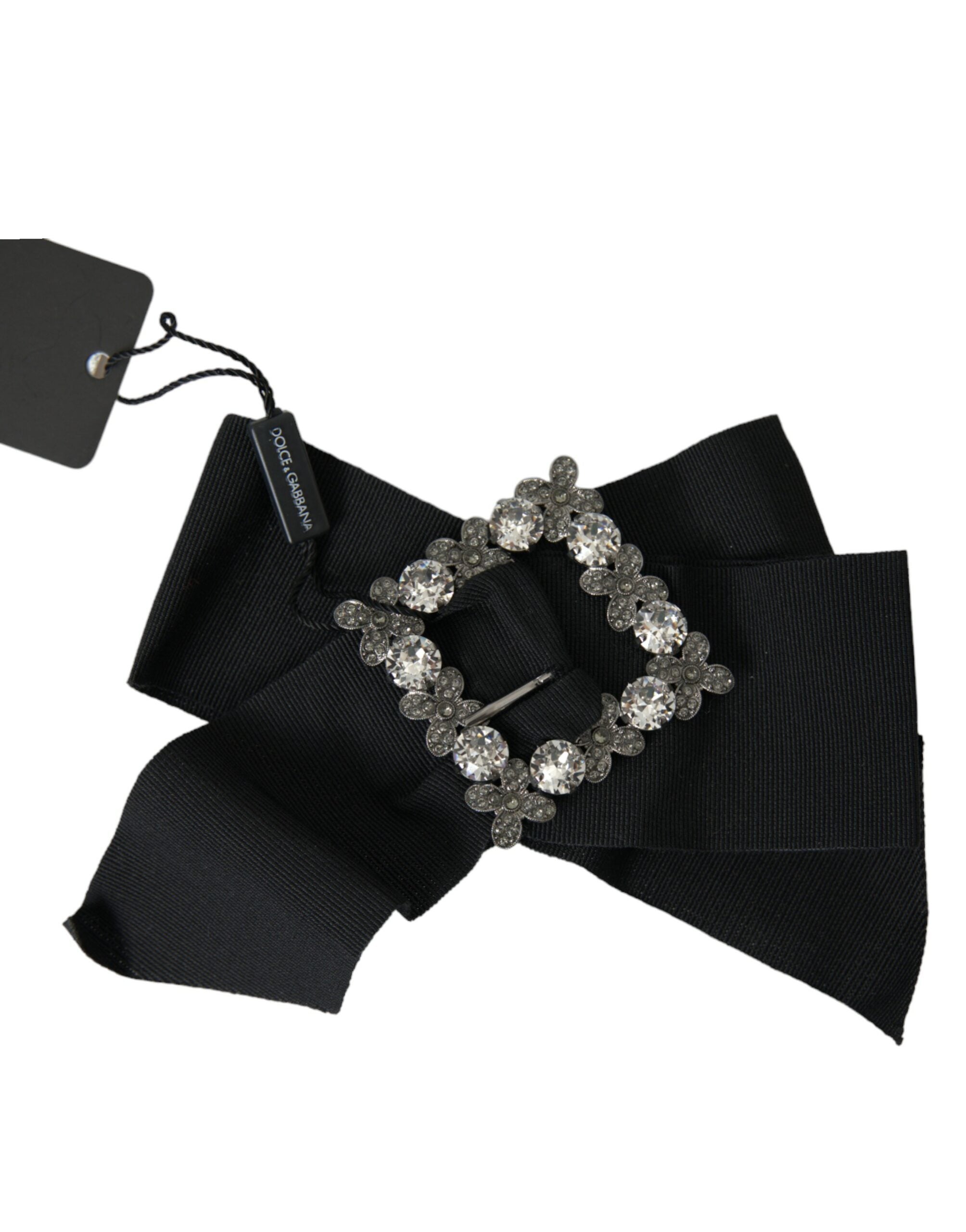 Dolce & Gabbana Black Swarovski Crystal Embellishes Hair Clip