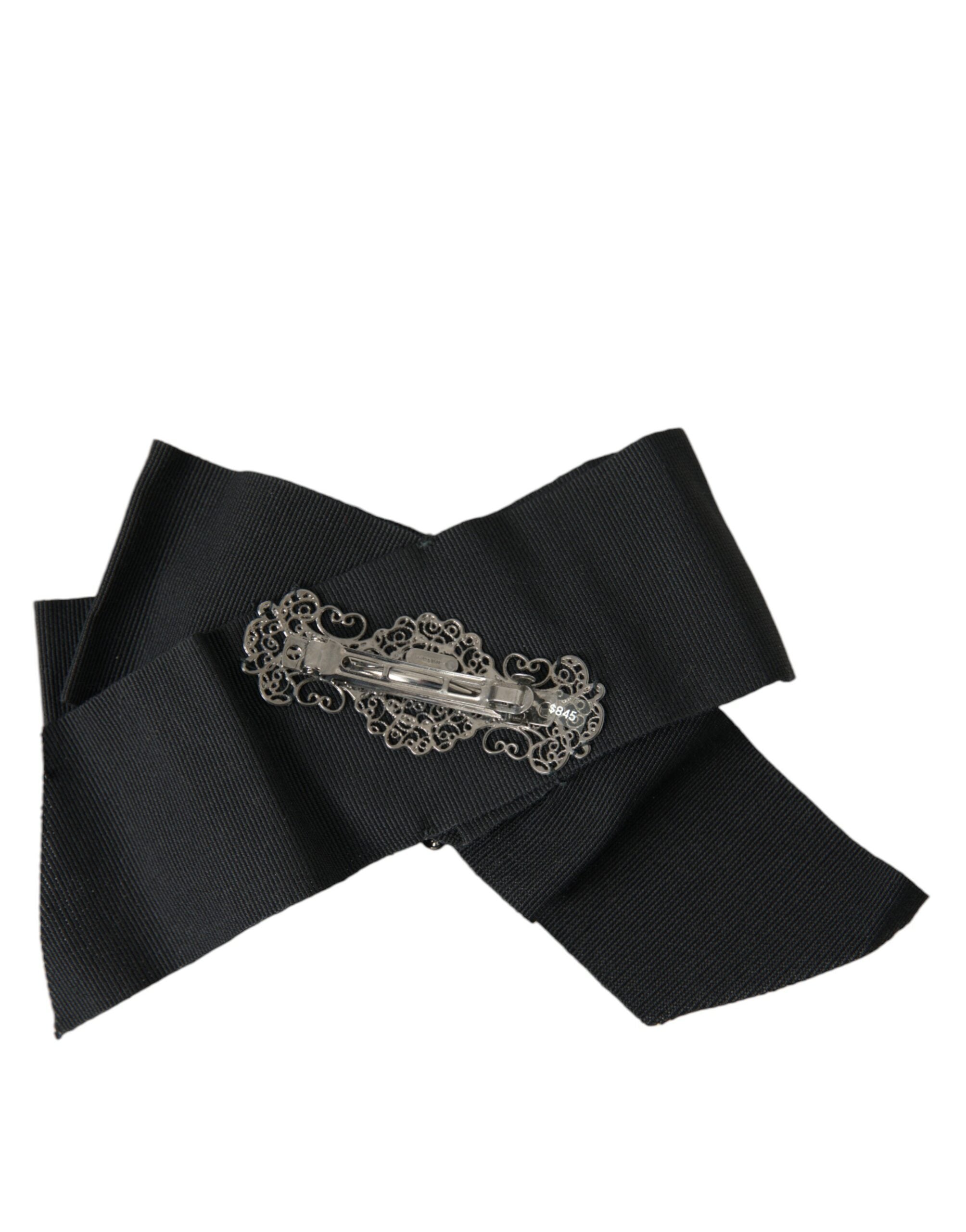 Dolce & Gabbana Black Swarovski Crystal Embellishes Hair Clip-3