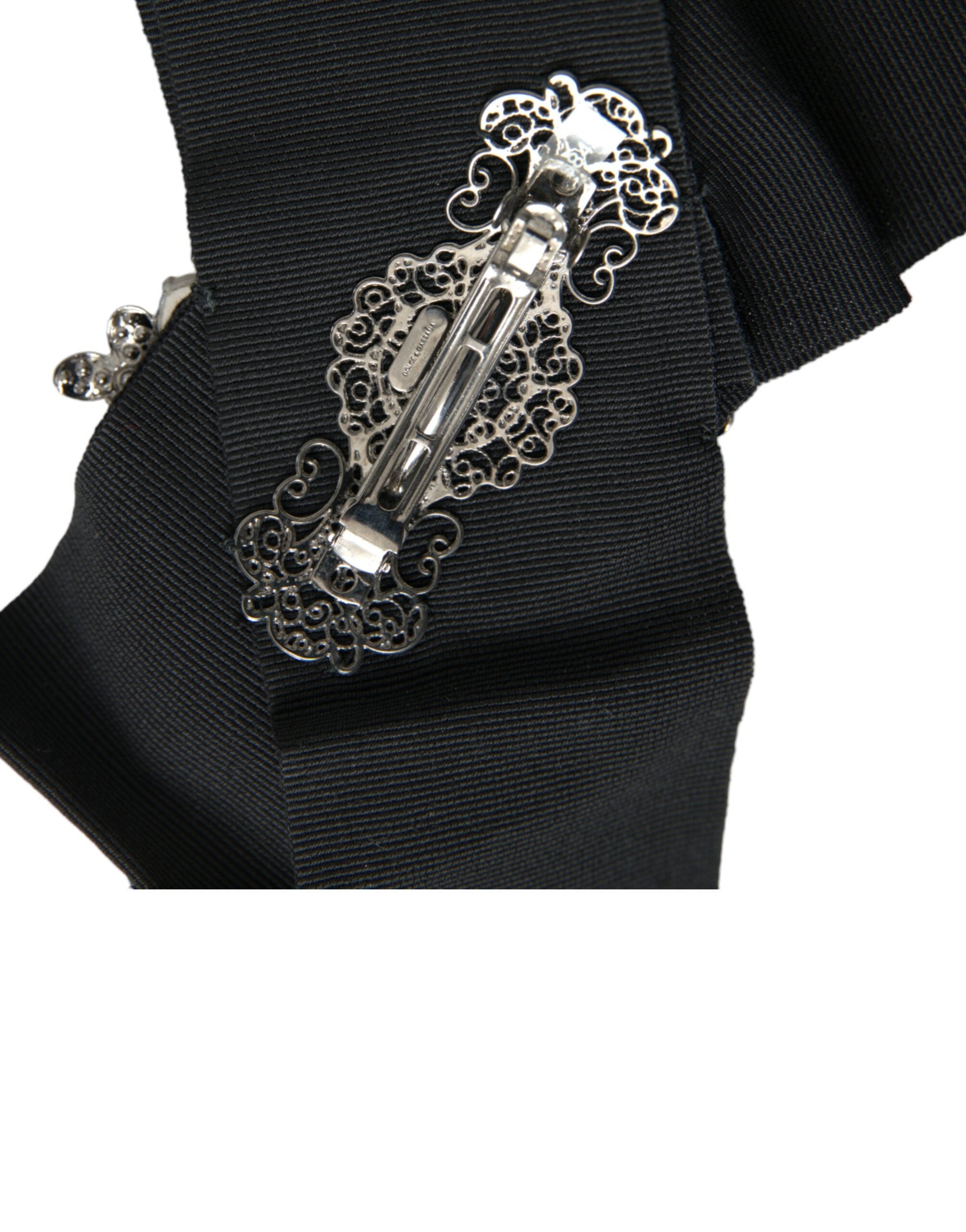Dolce & Gabbana Black Swarovski Crystal Embellishes Hair Clip-4