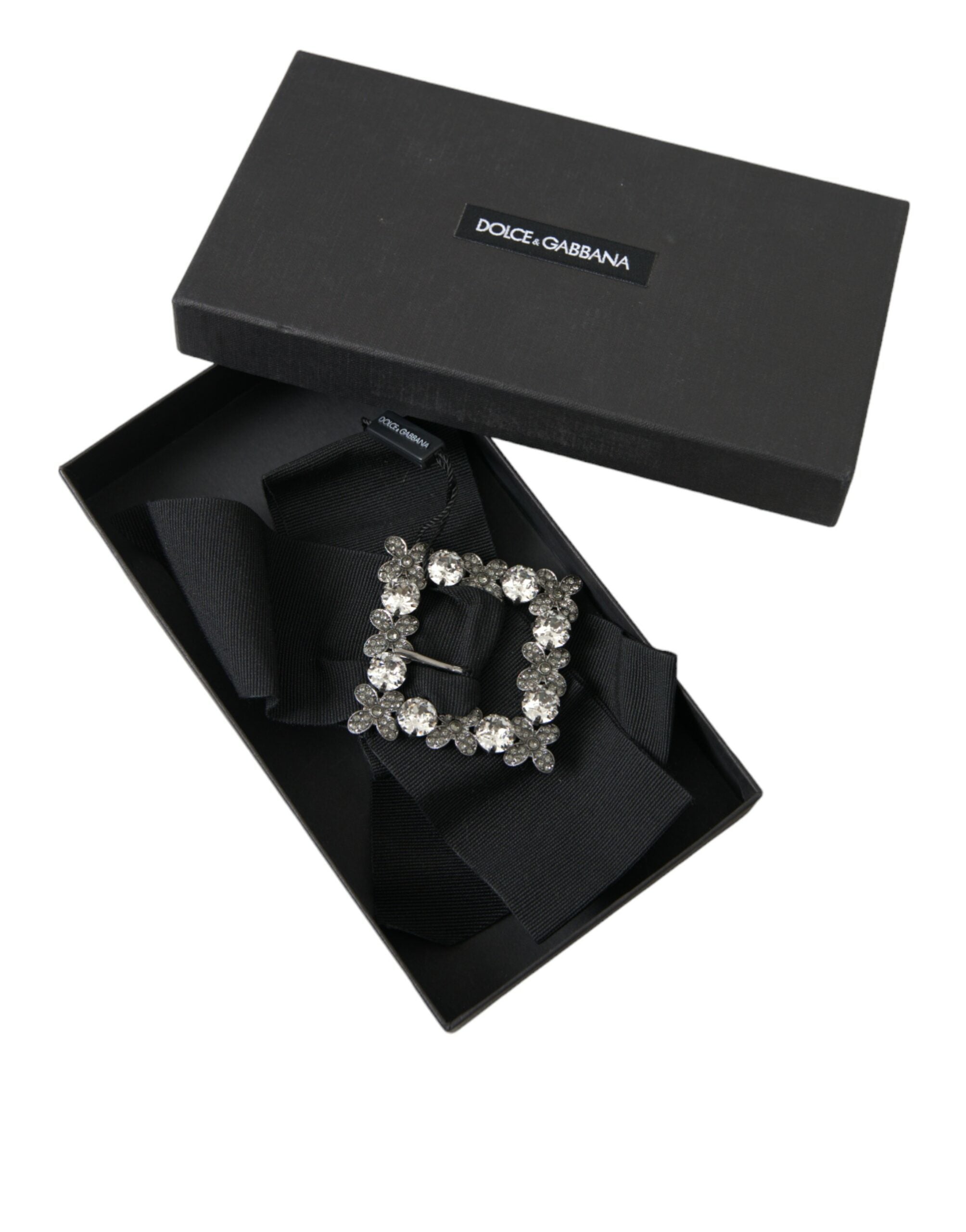 Dolce & Gabbana Black Swarovski Crystal Embellishes Hair Clip-6