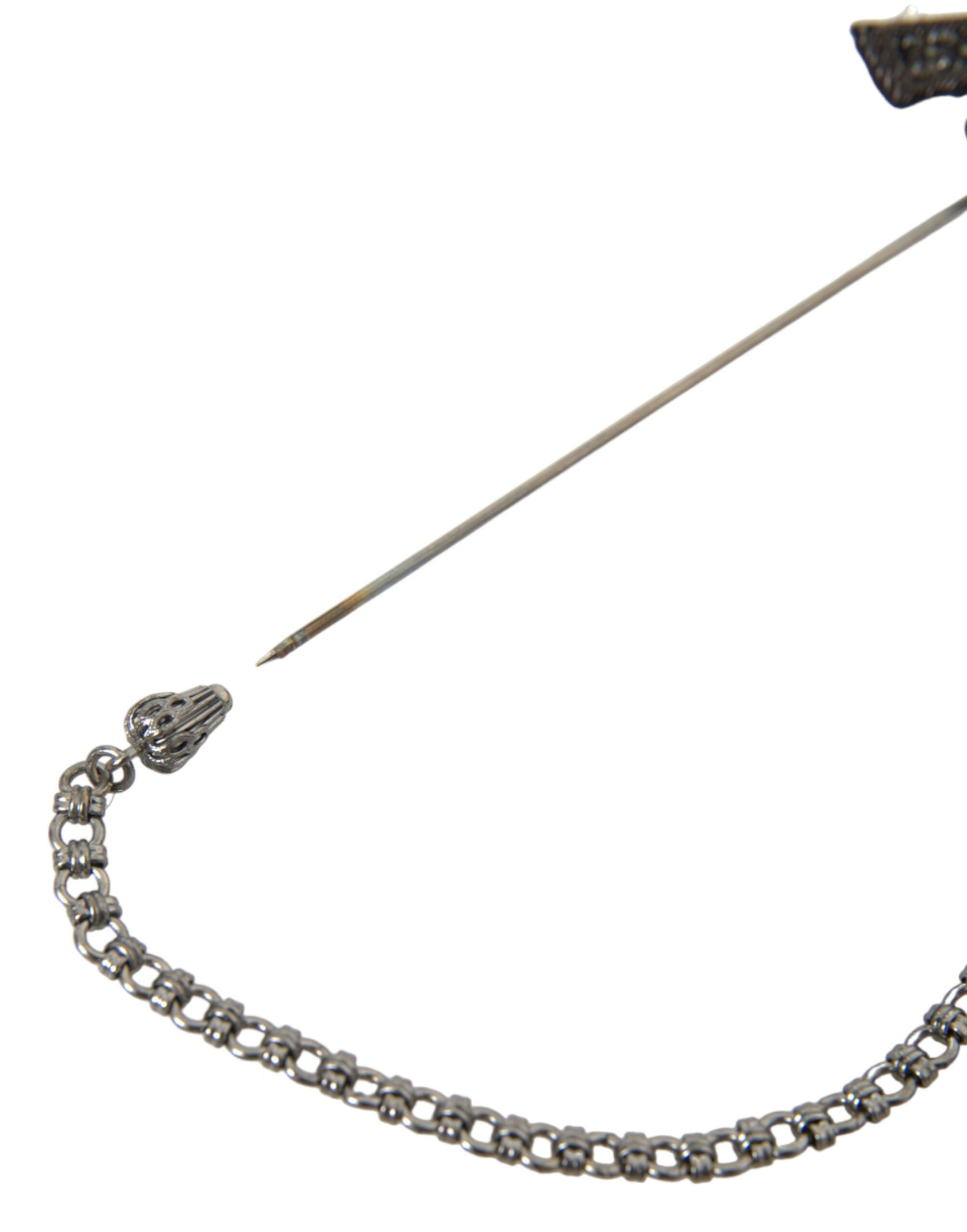 Broche de solapa para hombre con diseño de pistola revólver de seda, cobre y latón de Dolce & Gabbana-6
