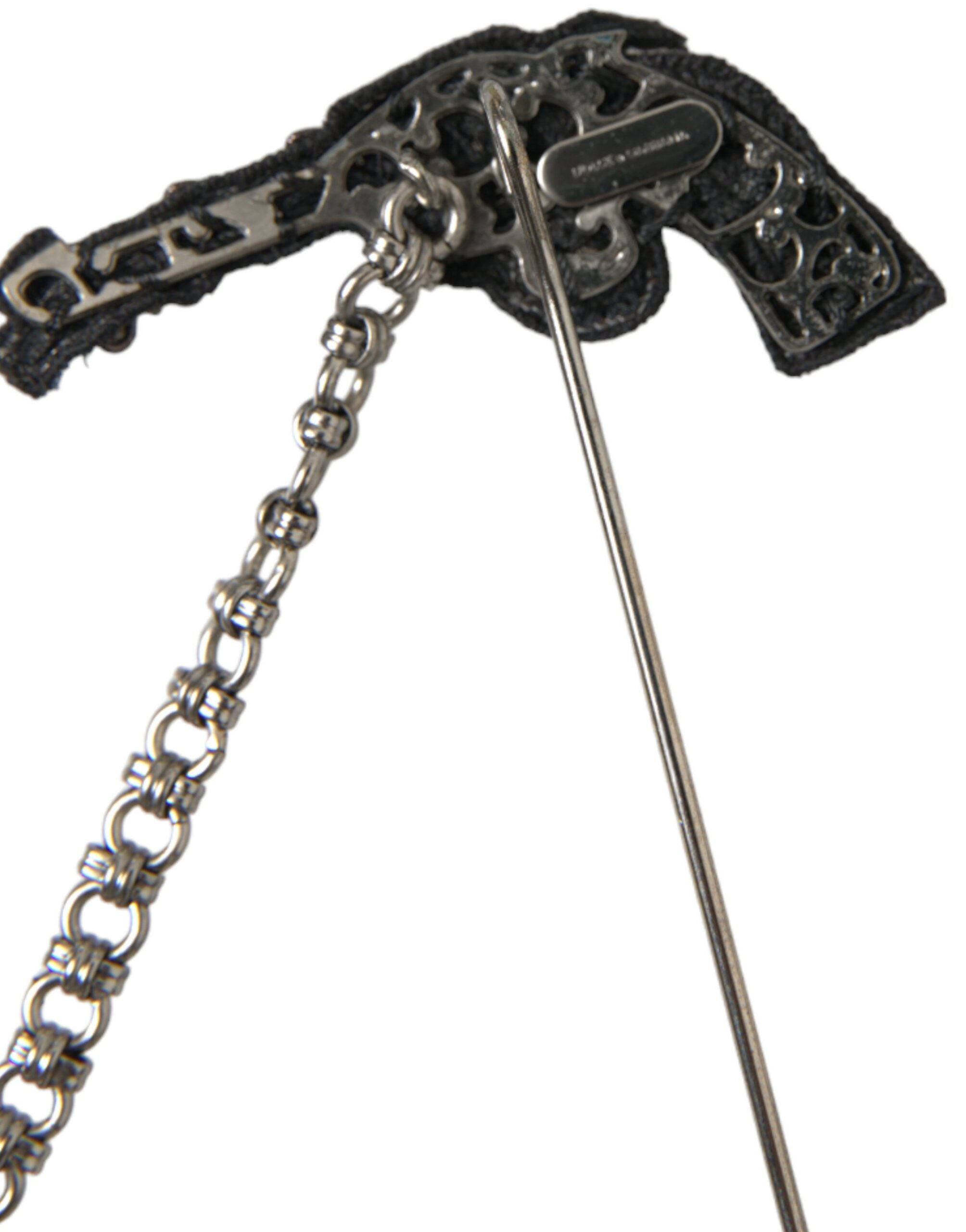 Broche de solapa para hombre con diseño de pistola revólver de seda, cobre y latón de Dolce & Gabbana-4