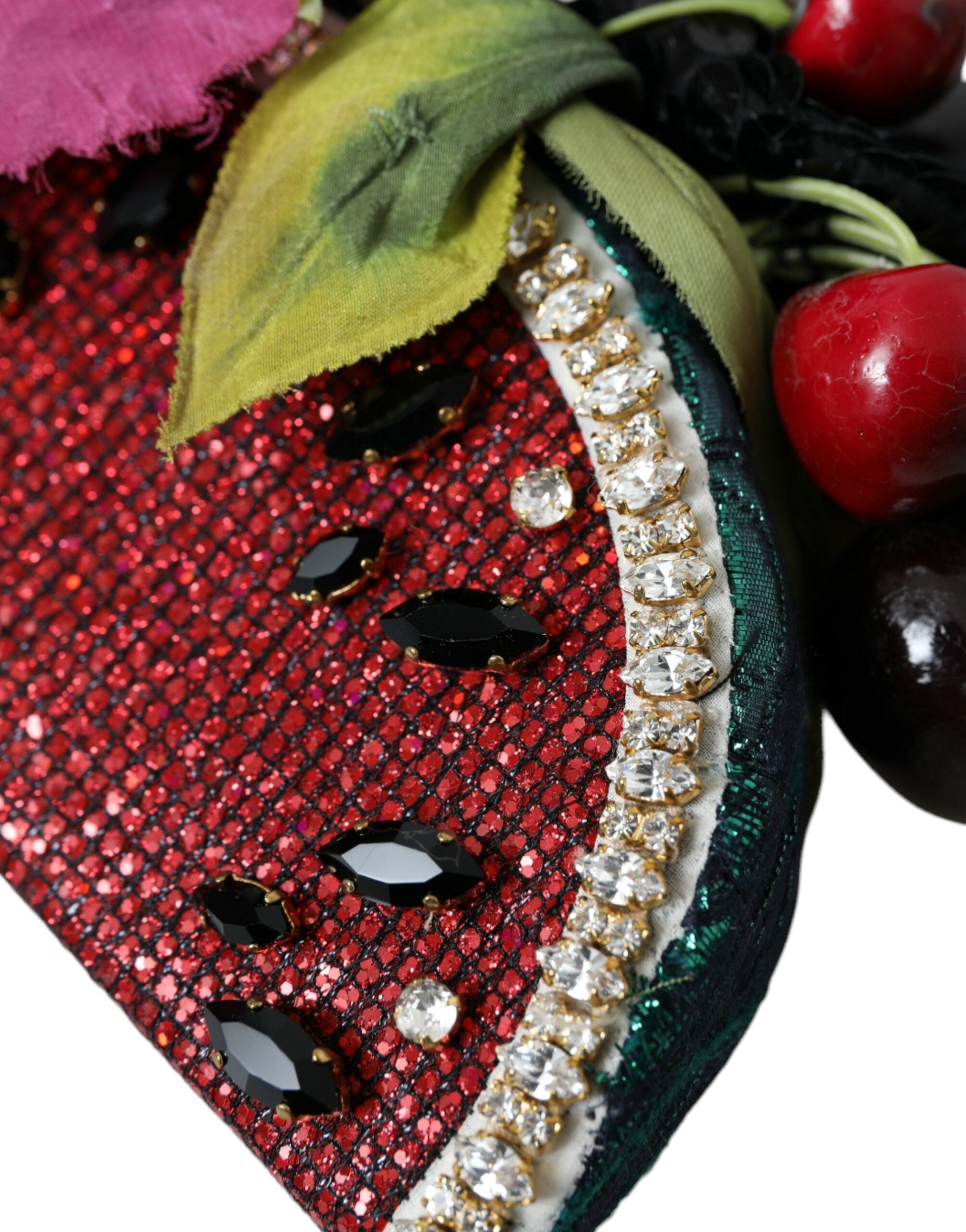 Dolce & Gabbana Rote Wassermelone Kirsche Kristall Haarband Statement Diadem-6