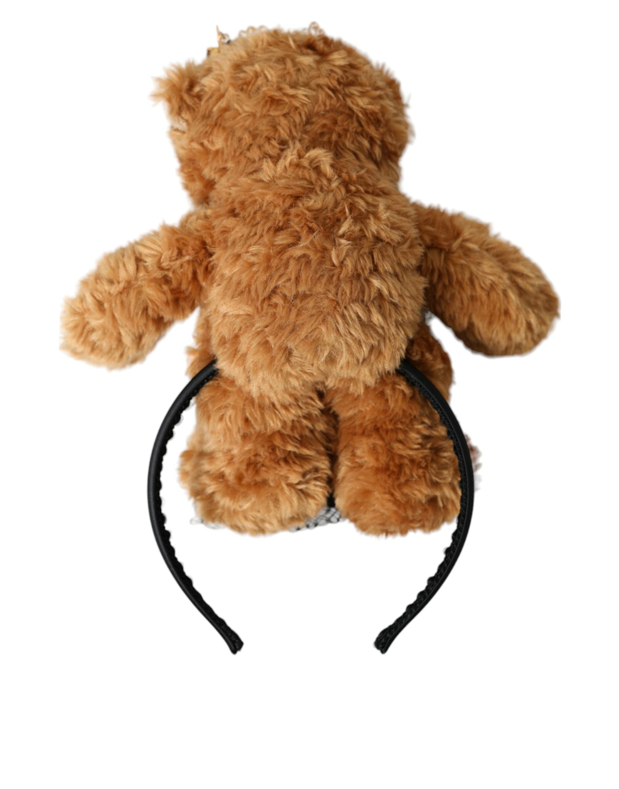 Dolce & Gabbana Brown Teddy Bear Gold Crystal Crown Hairband Tiara-2