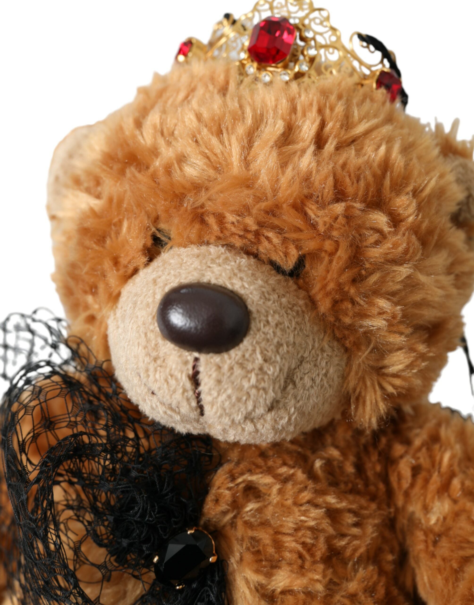 Dolce & Gabbana Brown Teddy Bear Gold Crystal Crown Hairband Tiara-3