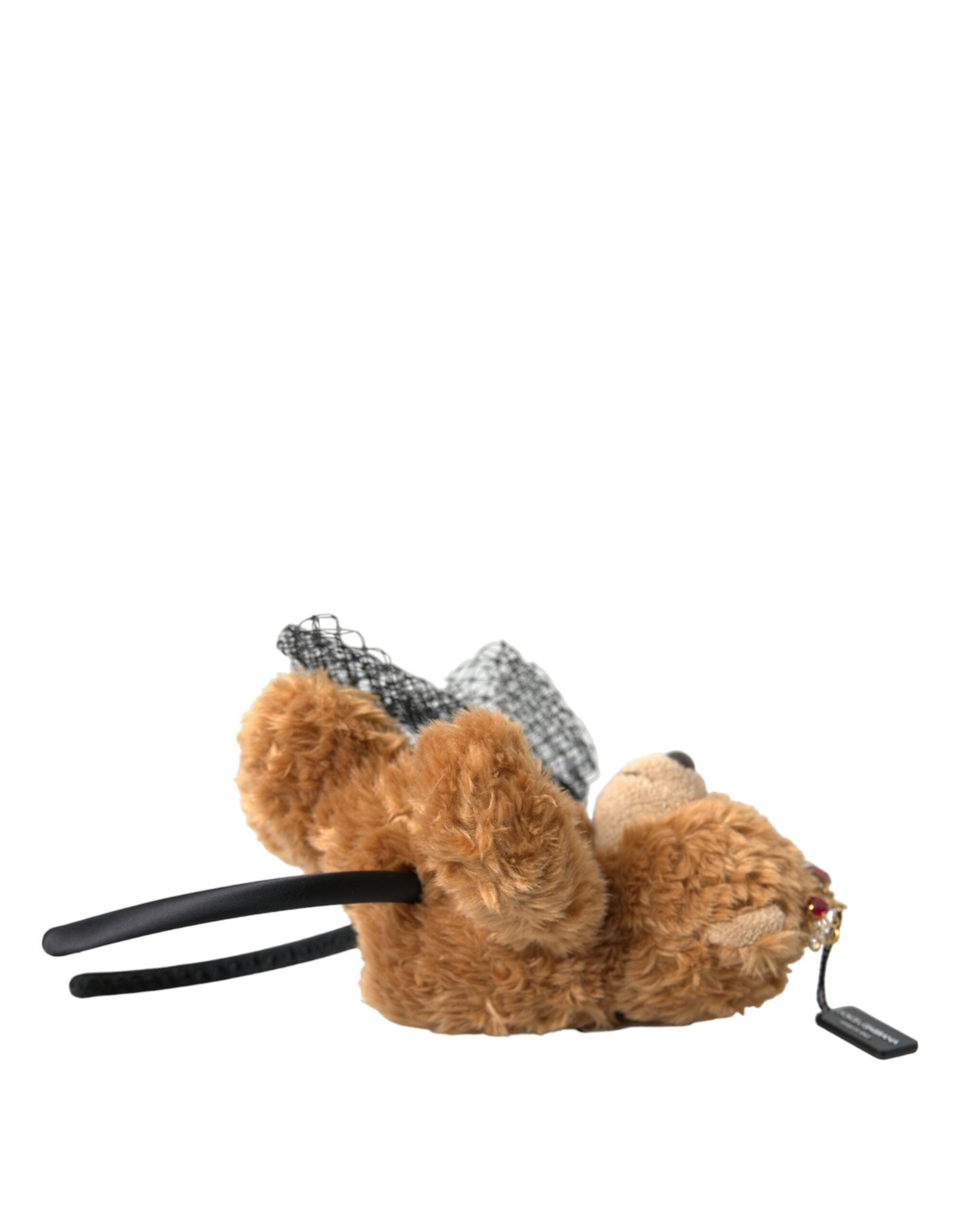 Dolce & Gabbana Brown Teddy Bear Gold Crystal Crown Hairband Tiara-5