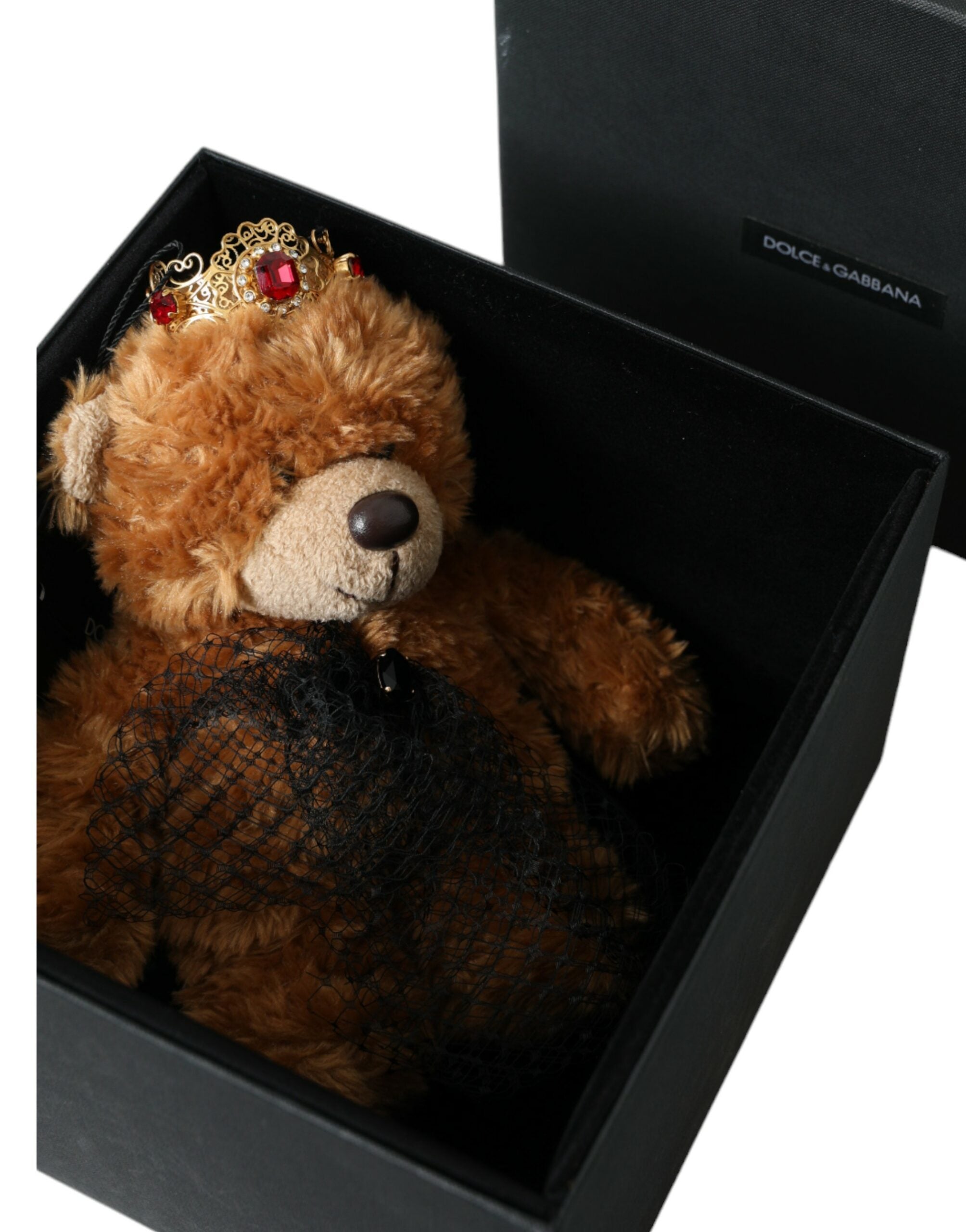 Dolce & Gabbana Brown Teddy Bear Gold Crystal Crown Hairband Tiara-7