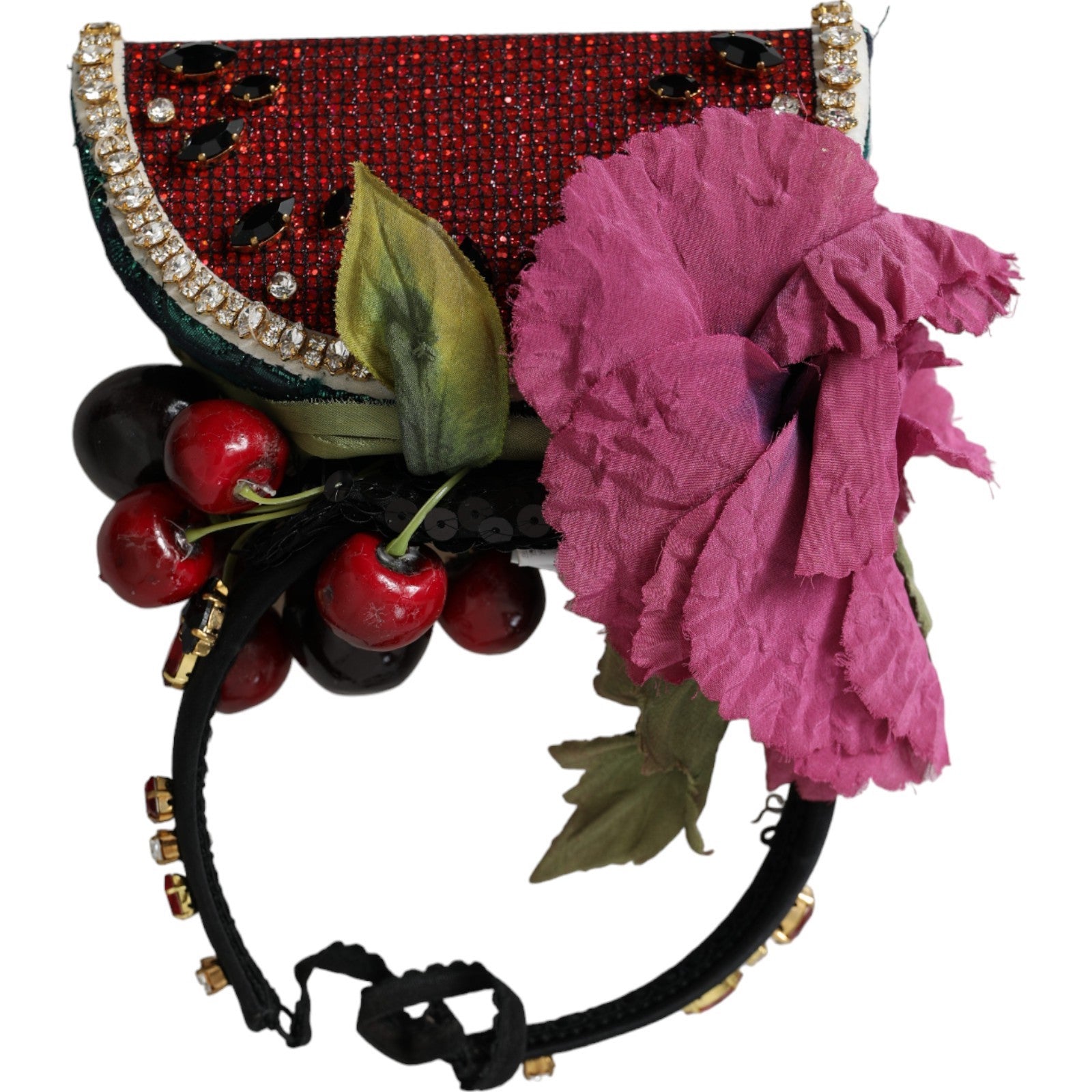 Dolce & Gabbana Red Watermelon Cherry Crystal Hairband Statement Tiara