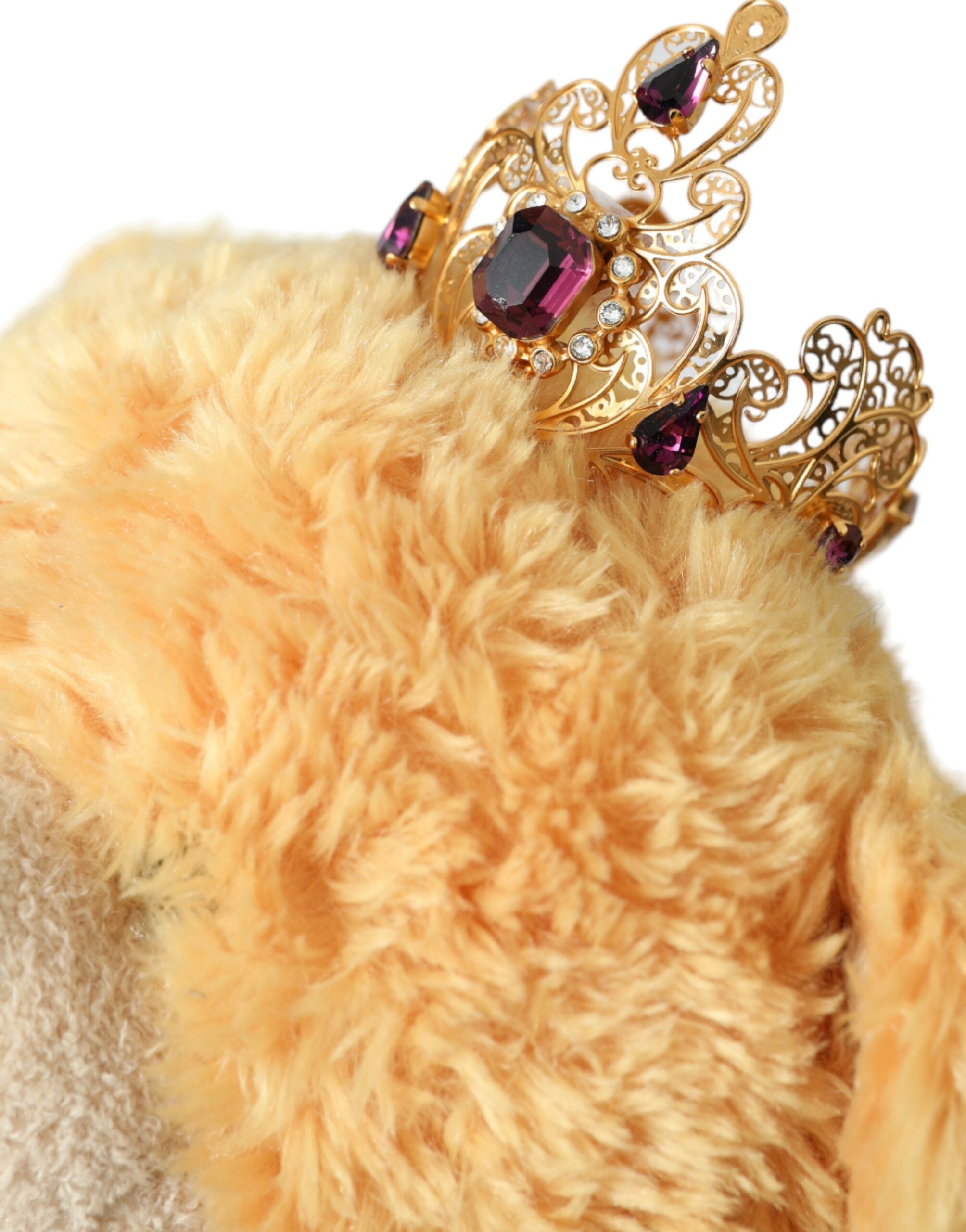 Tiara con corona de cristal dorado y osito de peluche marrón de Dolce & Gabbana-3