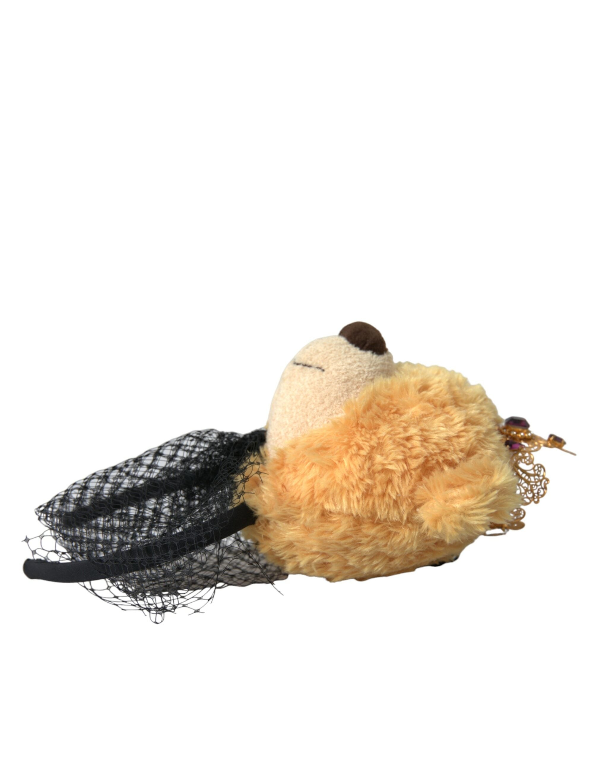 Tiara con corona de cristal dorado y osito de peluche marrón de Dolce & Gabbana-4