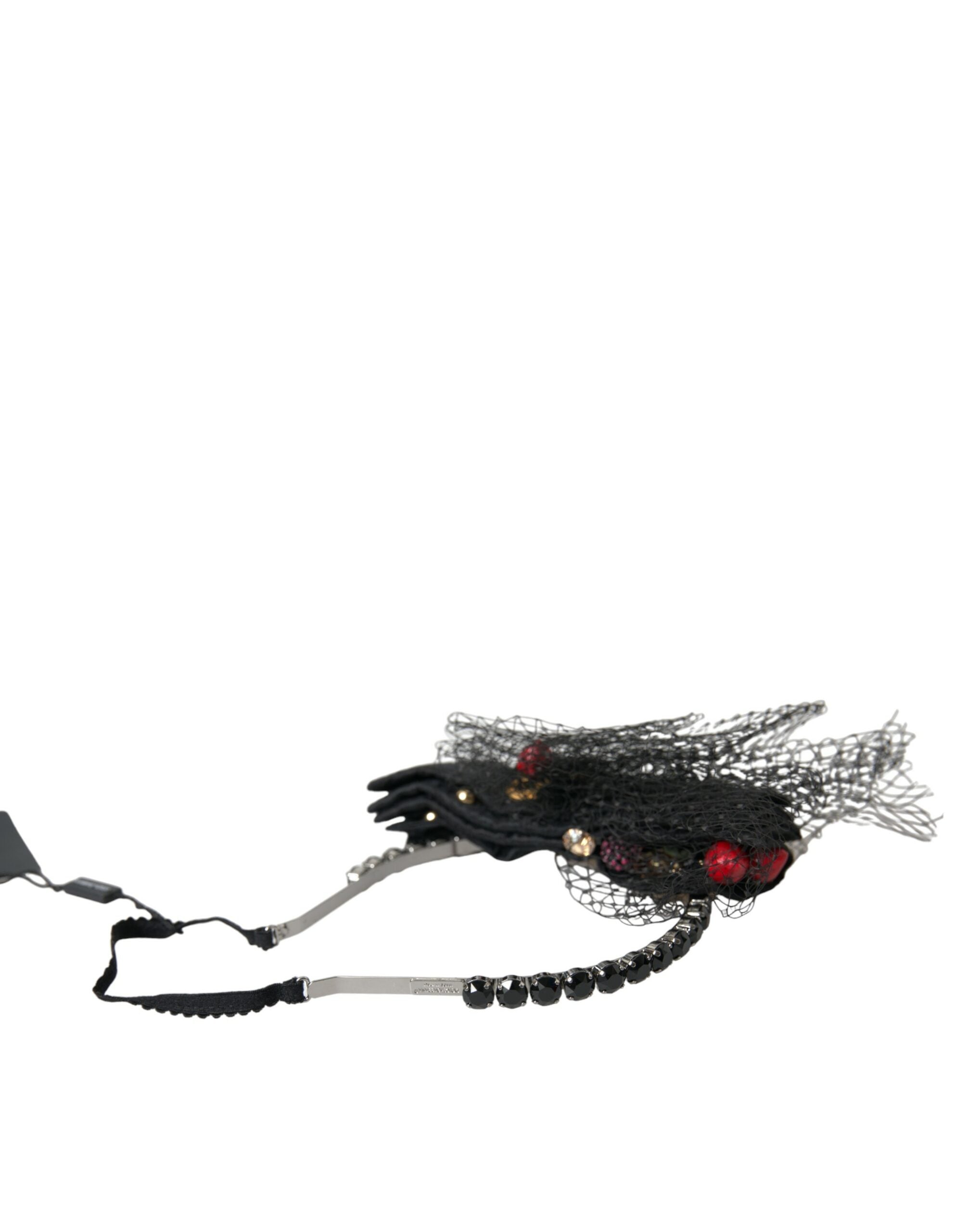 Dolce & Gabbana Black Strawberry Sicily Crystal Mesh Net Headband Tiara-4