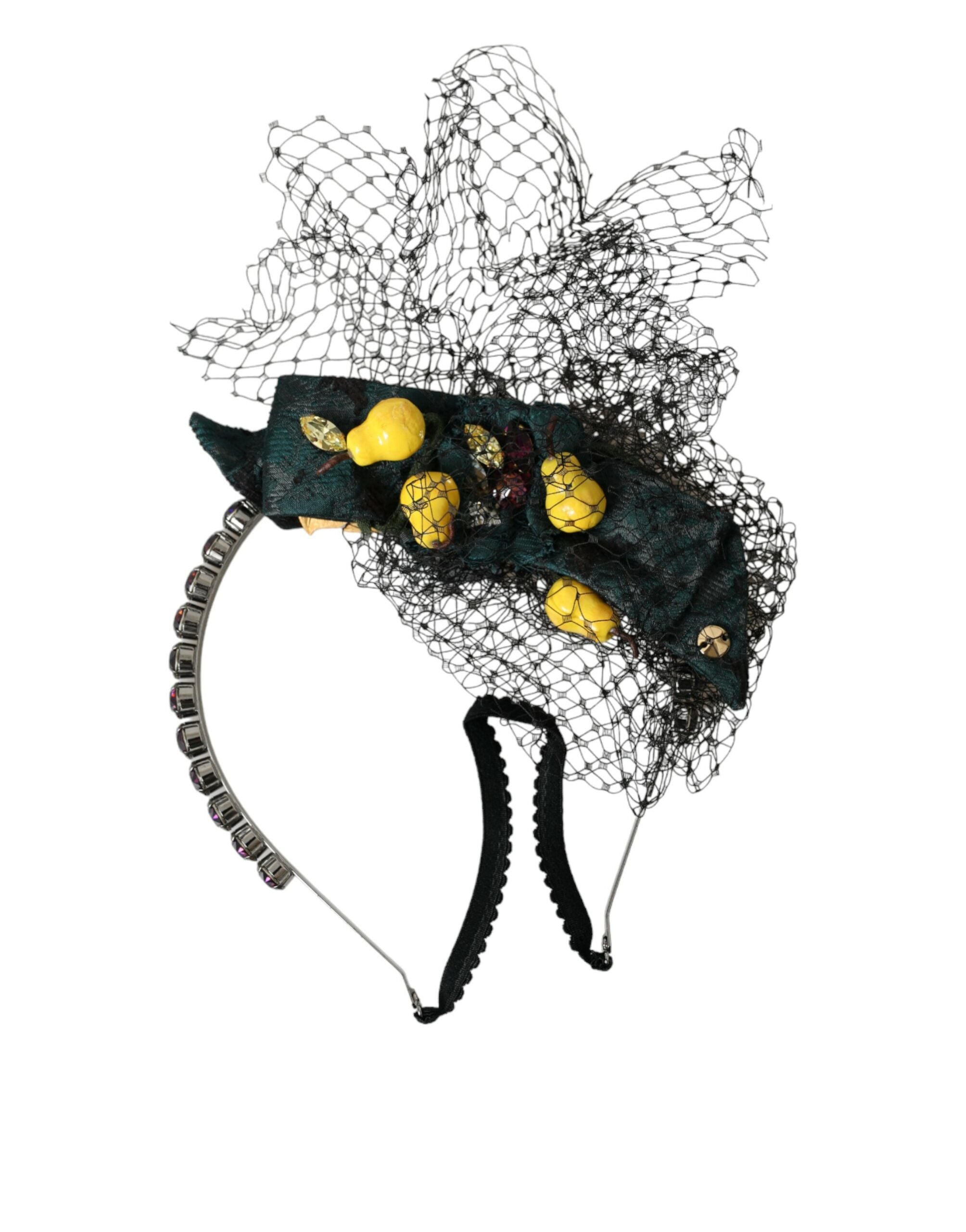 Dolce & Gabbana Black Lemons Sicily Purple Crystal Net Headband Tiara