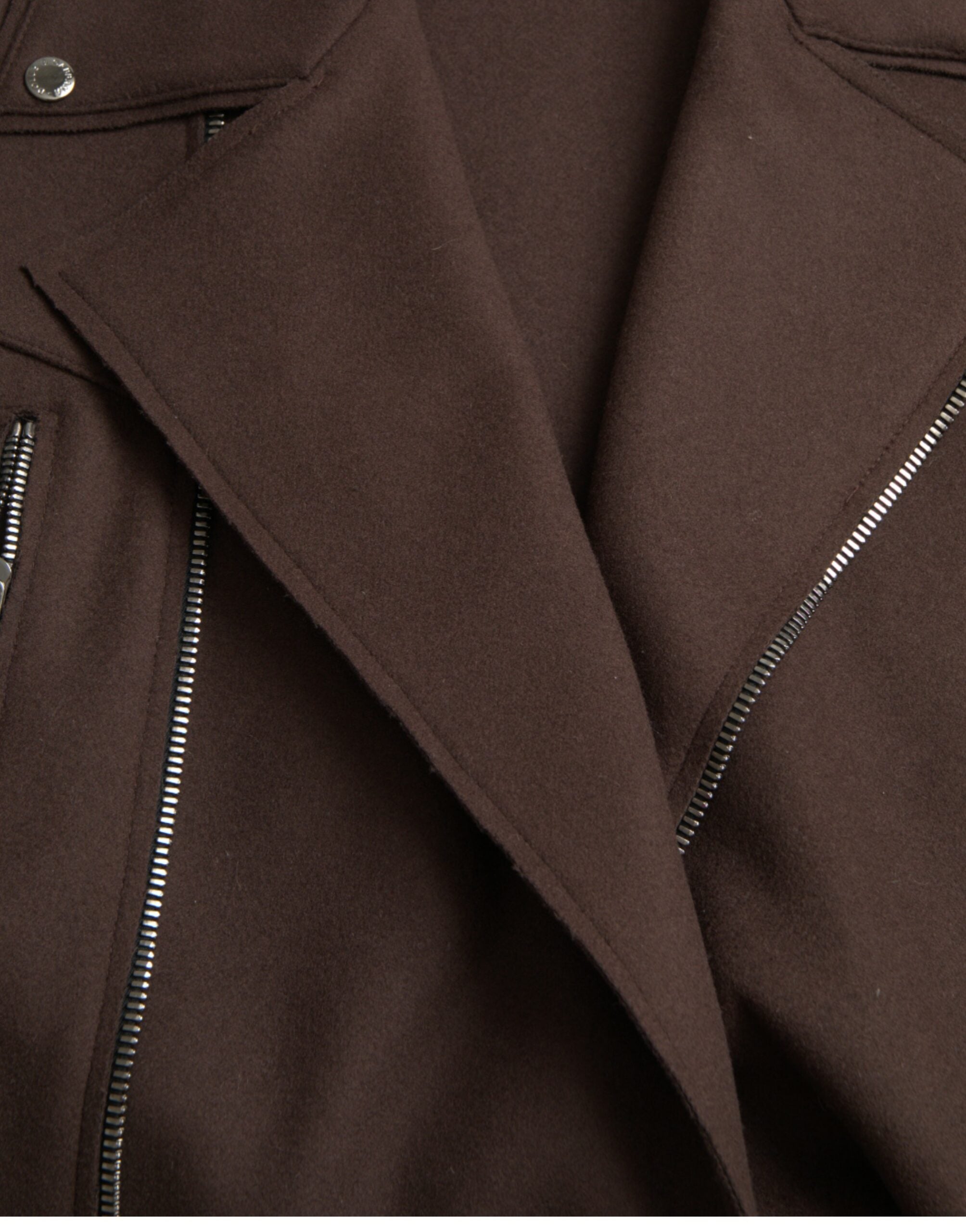 Dolce & Gabbana Brown Coat Short Biker Wool Jacket-2