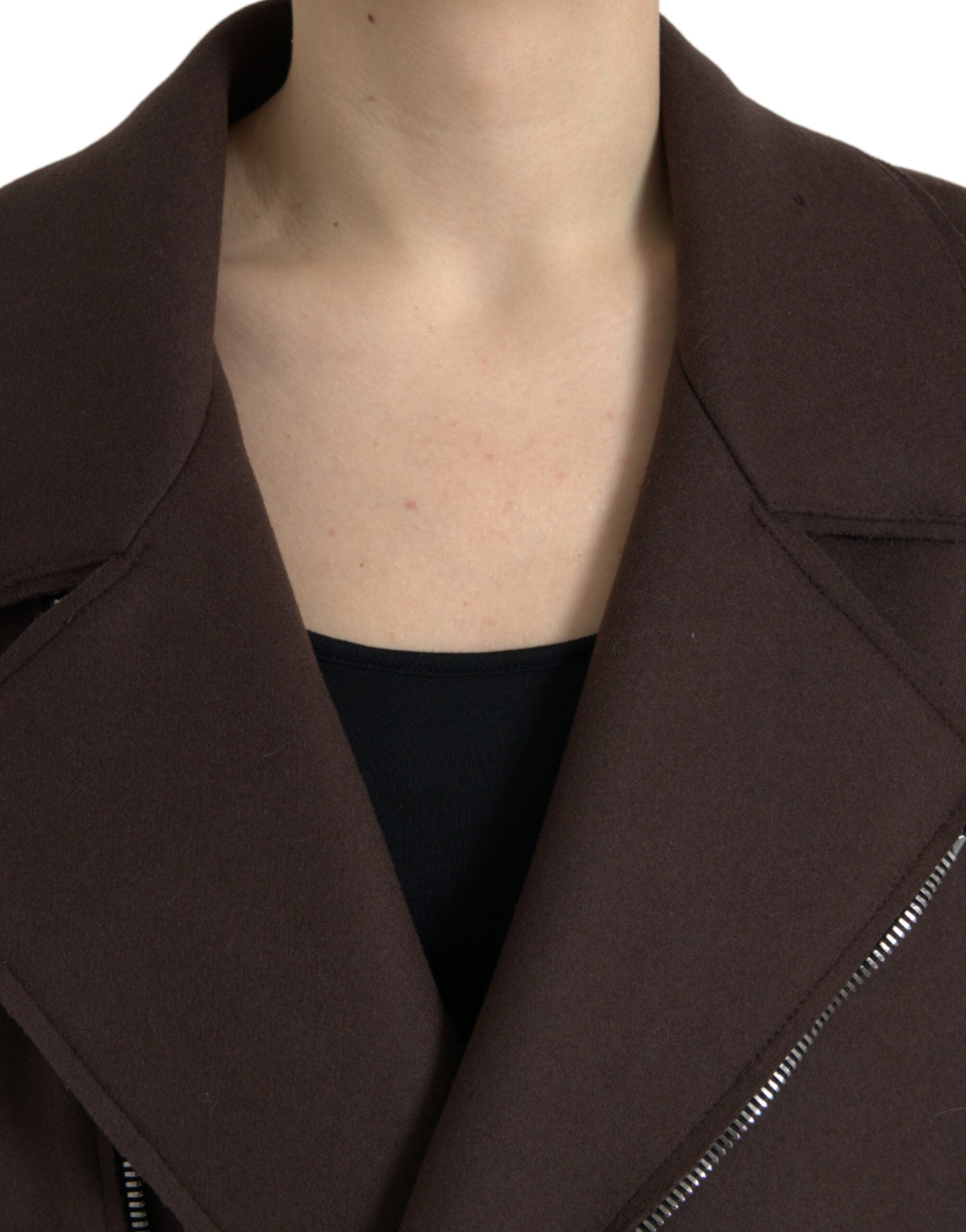 Dolce & Gabbana Brown Coat Short Biker Wool Jacket-5
