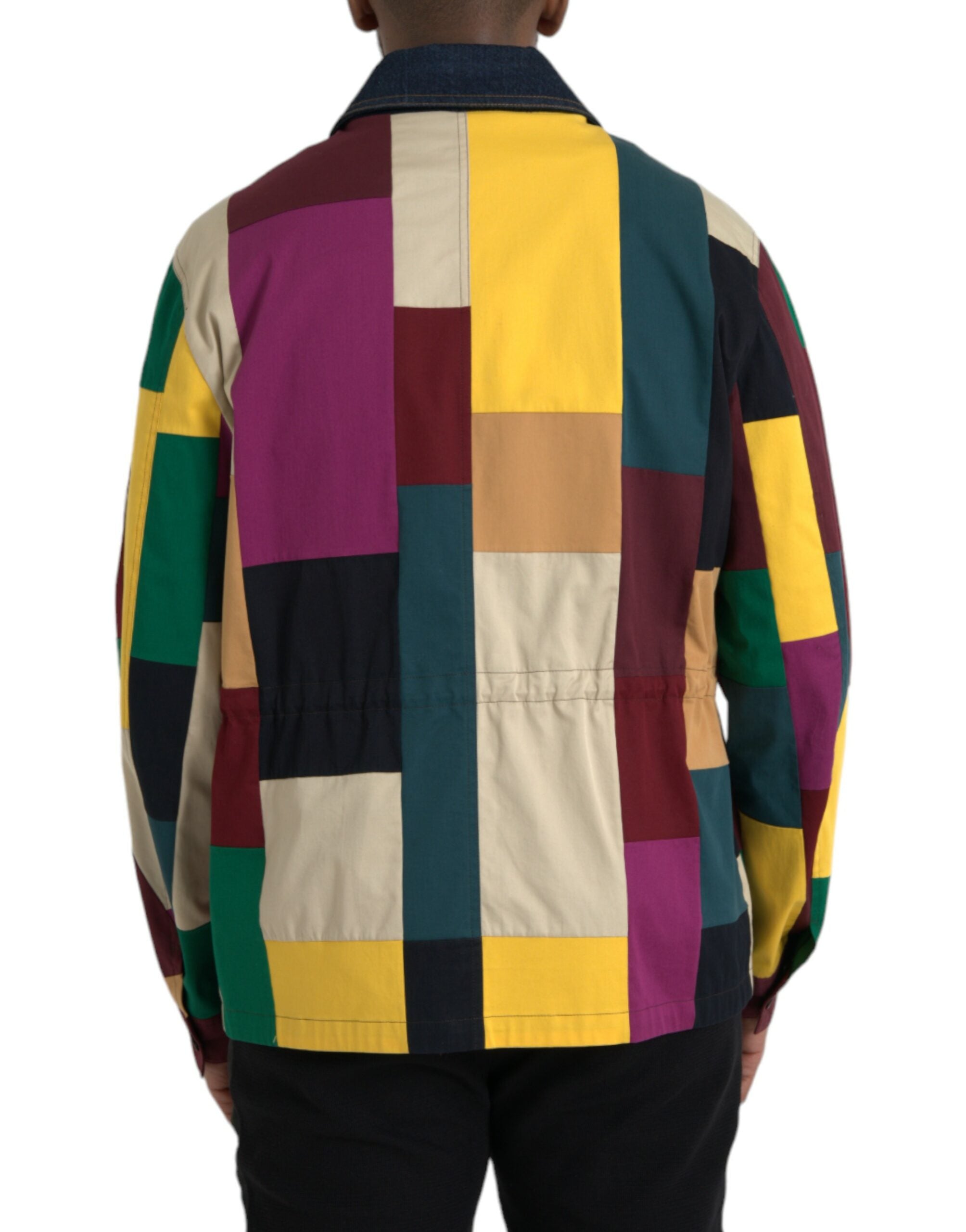Dolce & Gabbana Multicolor Patchwork-Baumwolljacke mit Kragen-3