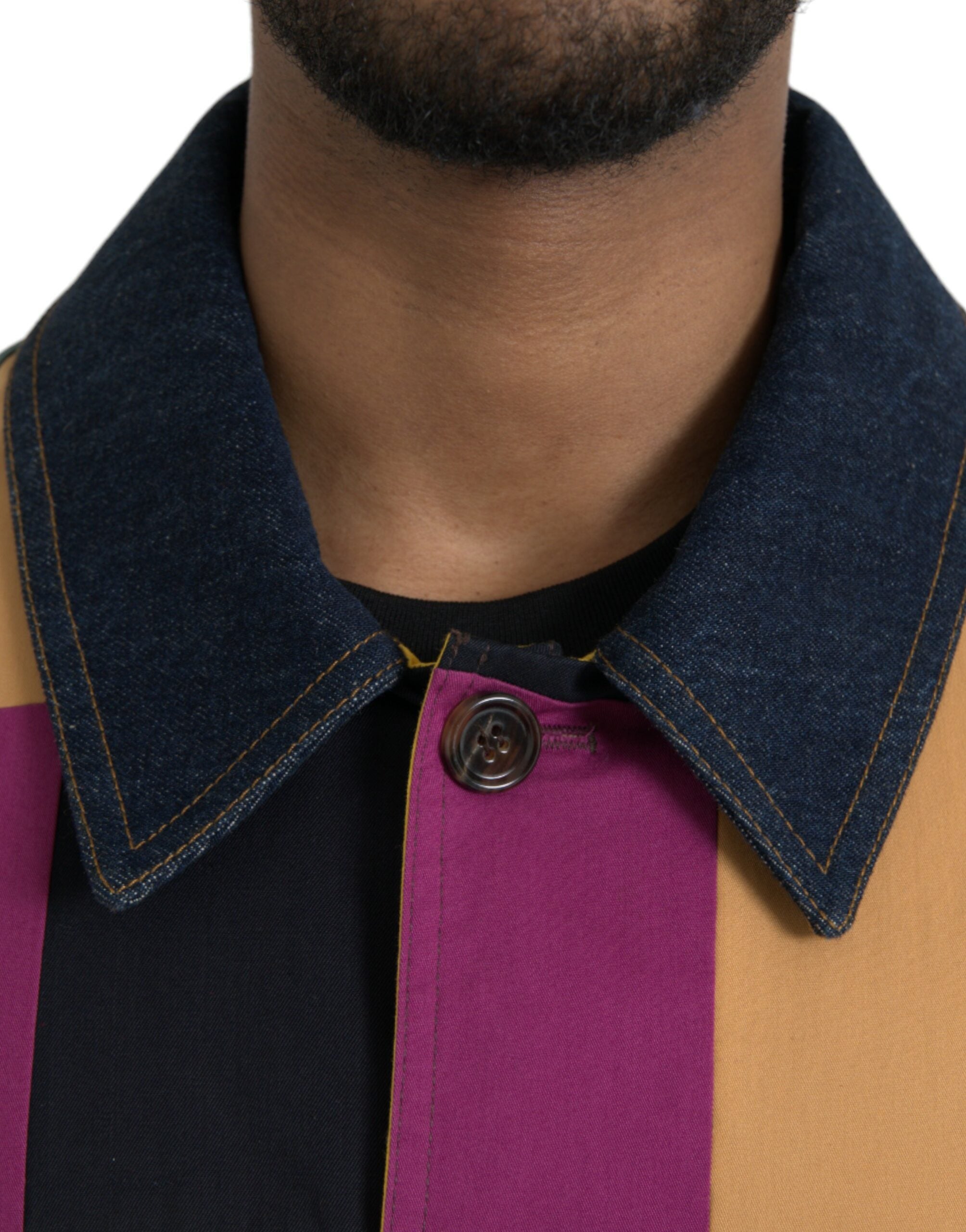Dolce & Gabbana Multicolor Patchwork-Baumwolljacke mit Kragen-4