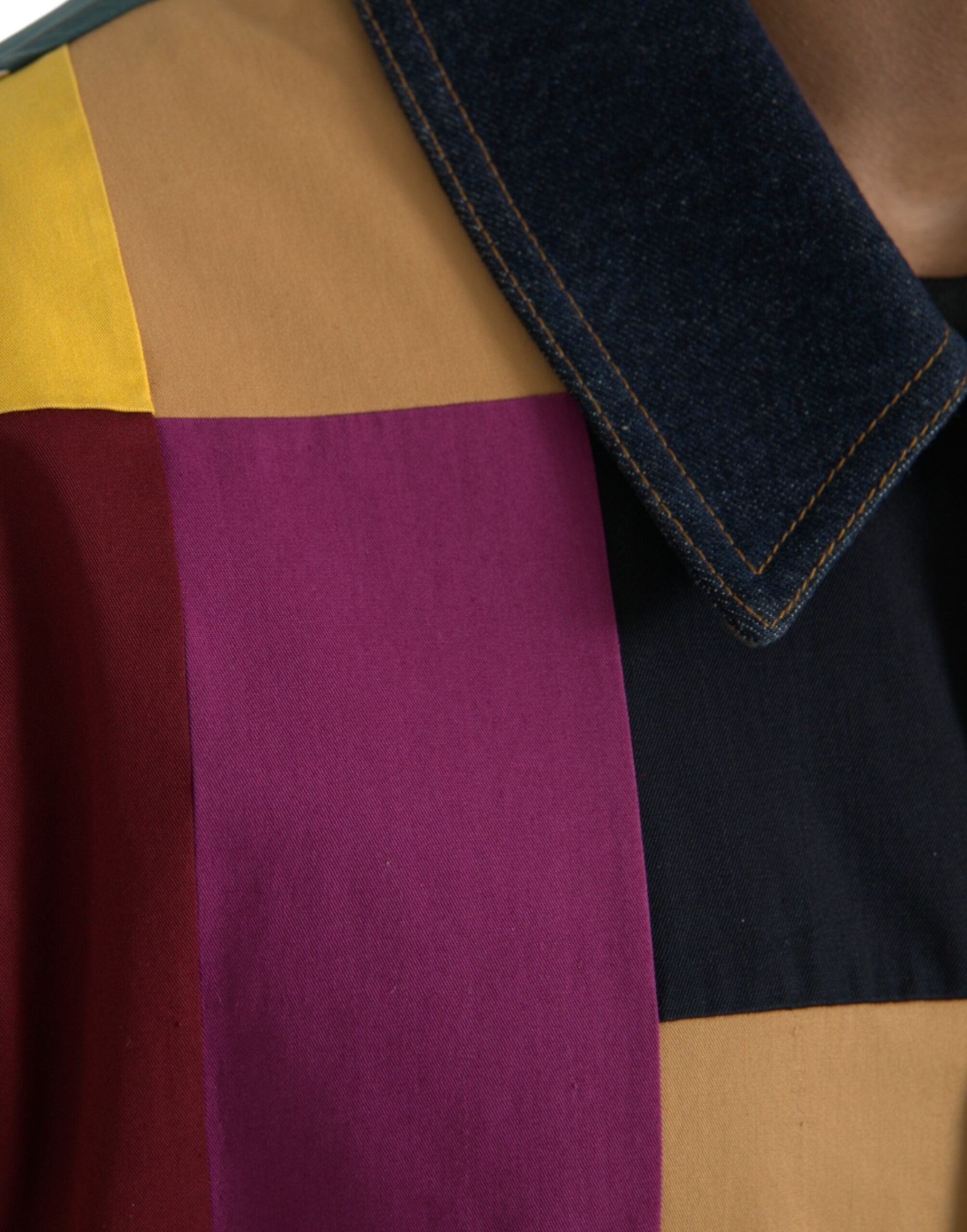 Dolce & Gabbana Multicolor Patchwork-Baumwolljacke mit Kragen-6