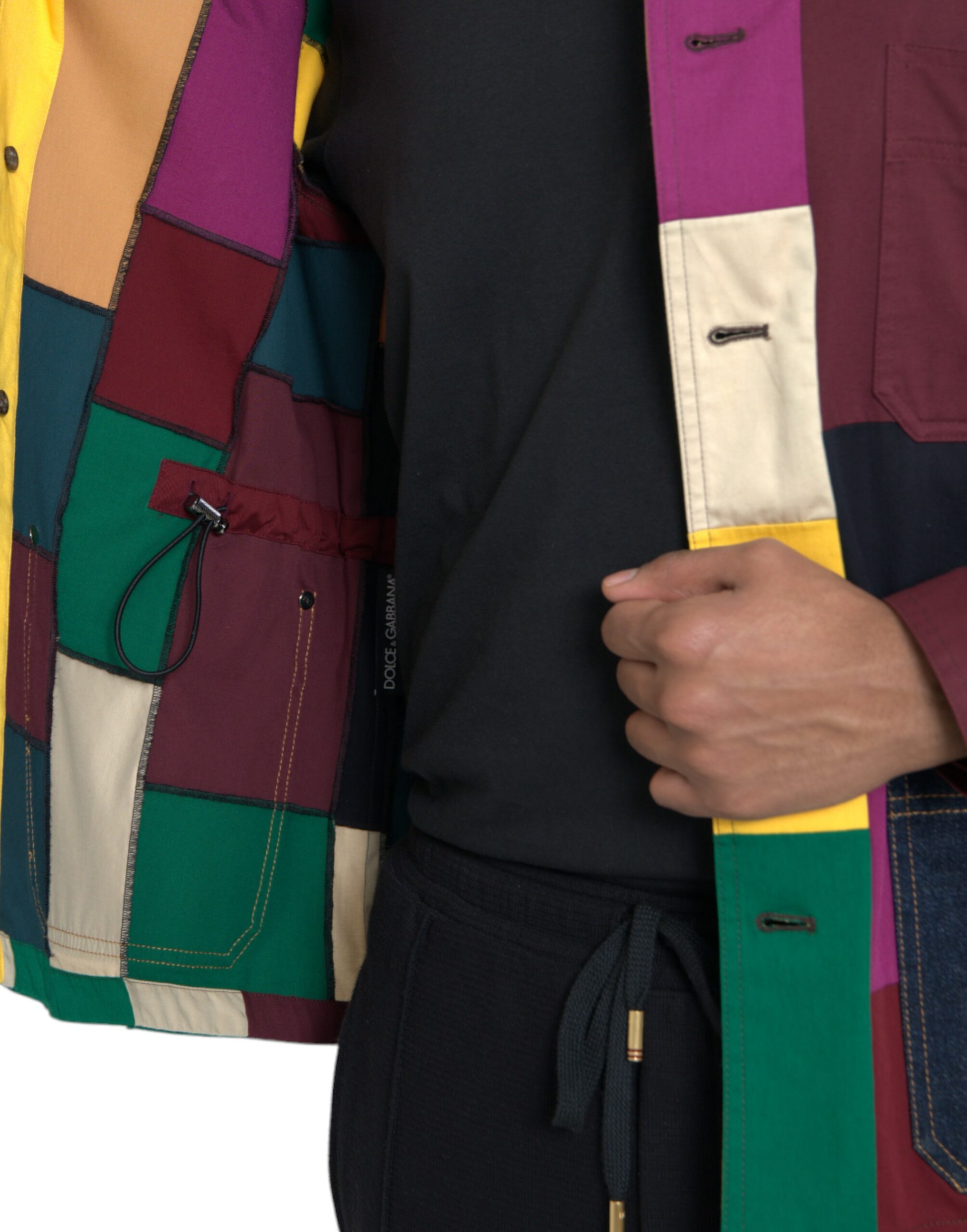 Dolce & Gabbana Multicolor Patchwork-Baumwolljacke mit Kragen-7