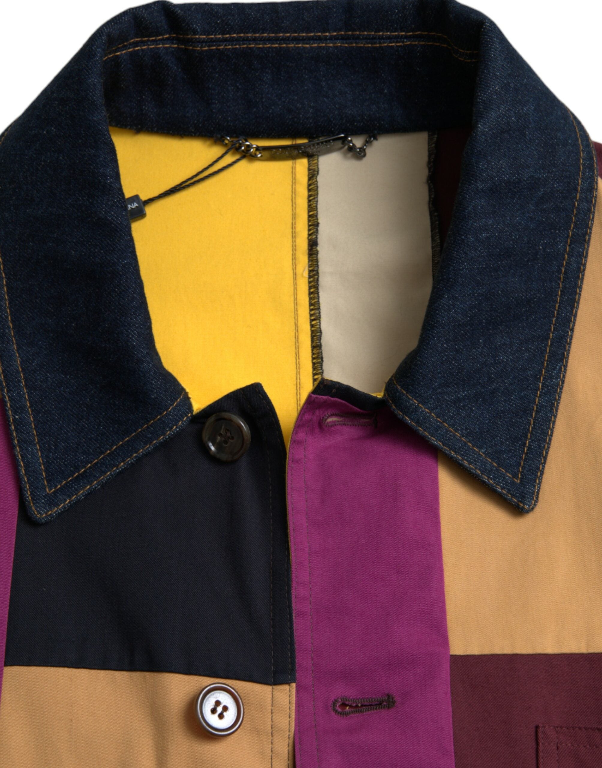 Dolce & Gabbana Multicolor Patchwork-Baumwolljacke mit Kragen-8