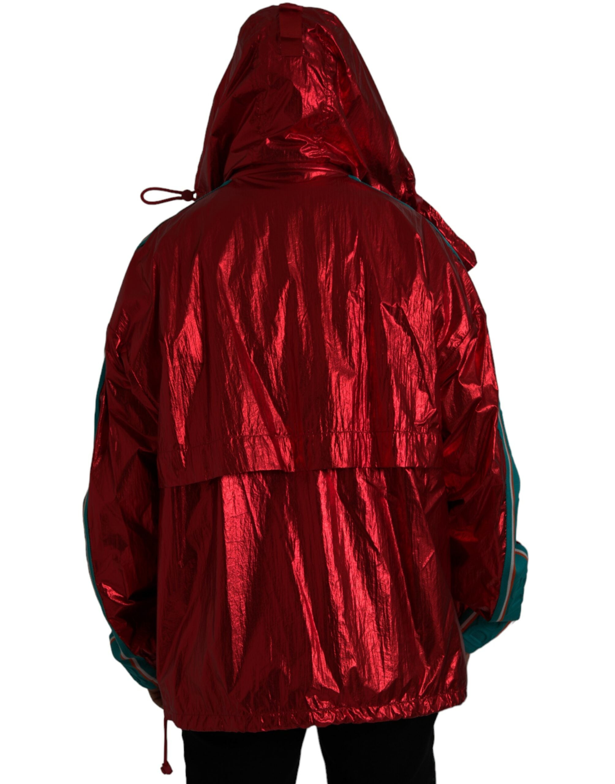 Dolce & Gabbana Roter Nylon Pullover mit Kapuze Sweatshirt Jacke-3
