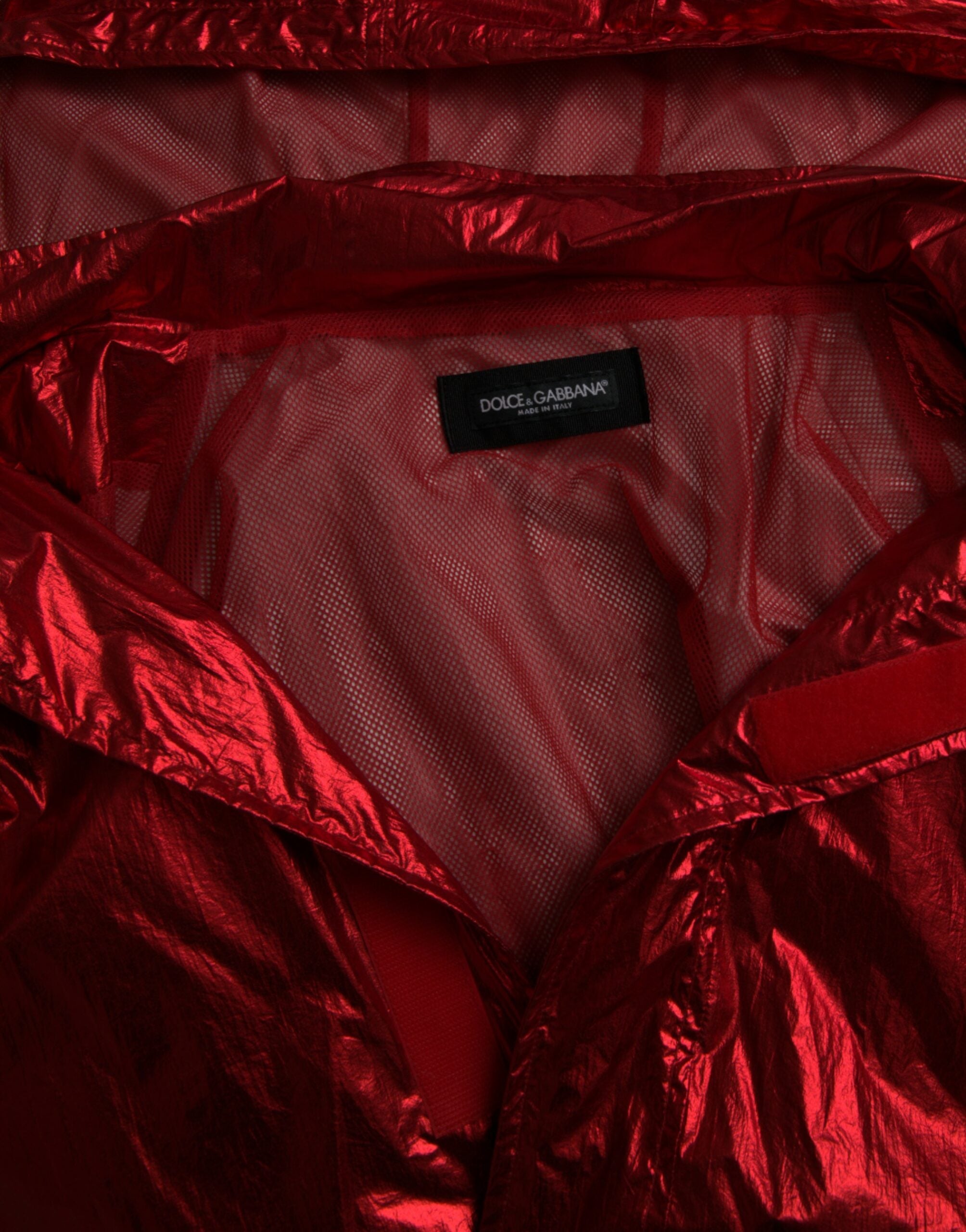 Dolce & Gabbana Roter Nylon Pullover mit Kapuze Sweatshirt Jacke-6