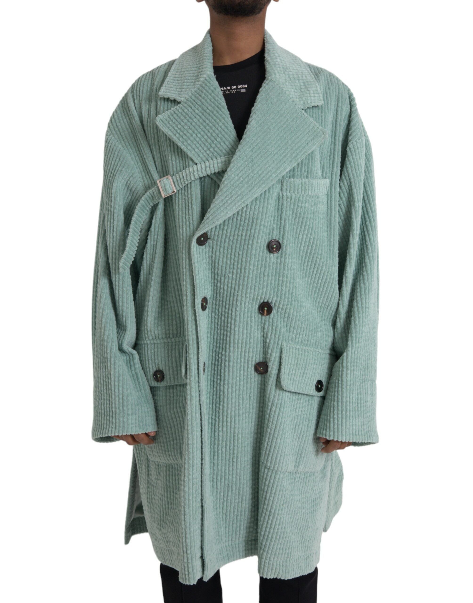 Dolce & Gabbana Blue cotton double-breasted corduroy jacket