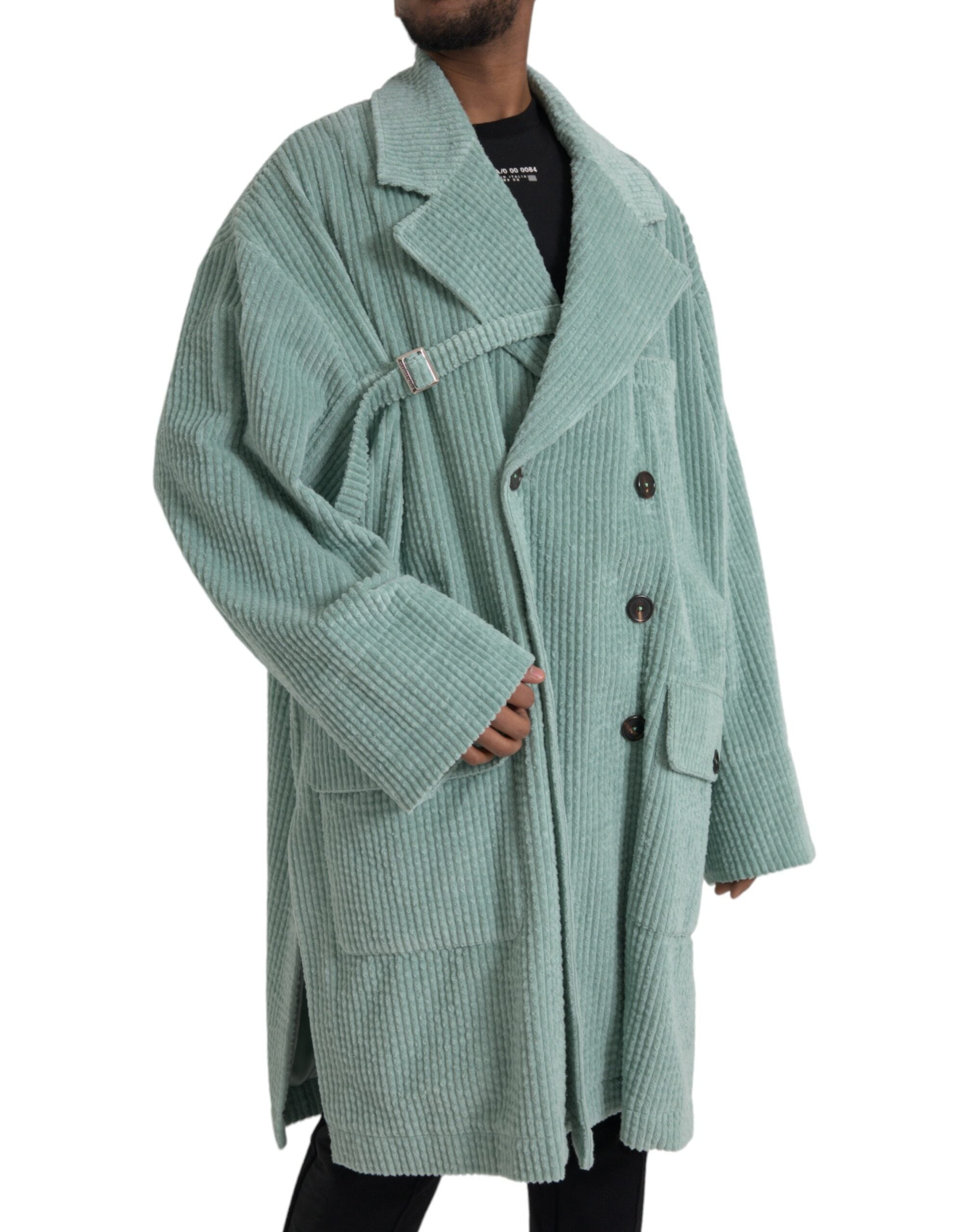 Dolce & Gabbana Blue cotton double-breasted corduroy jacket-2