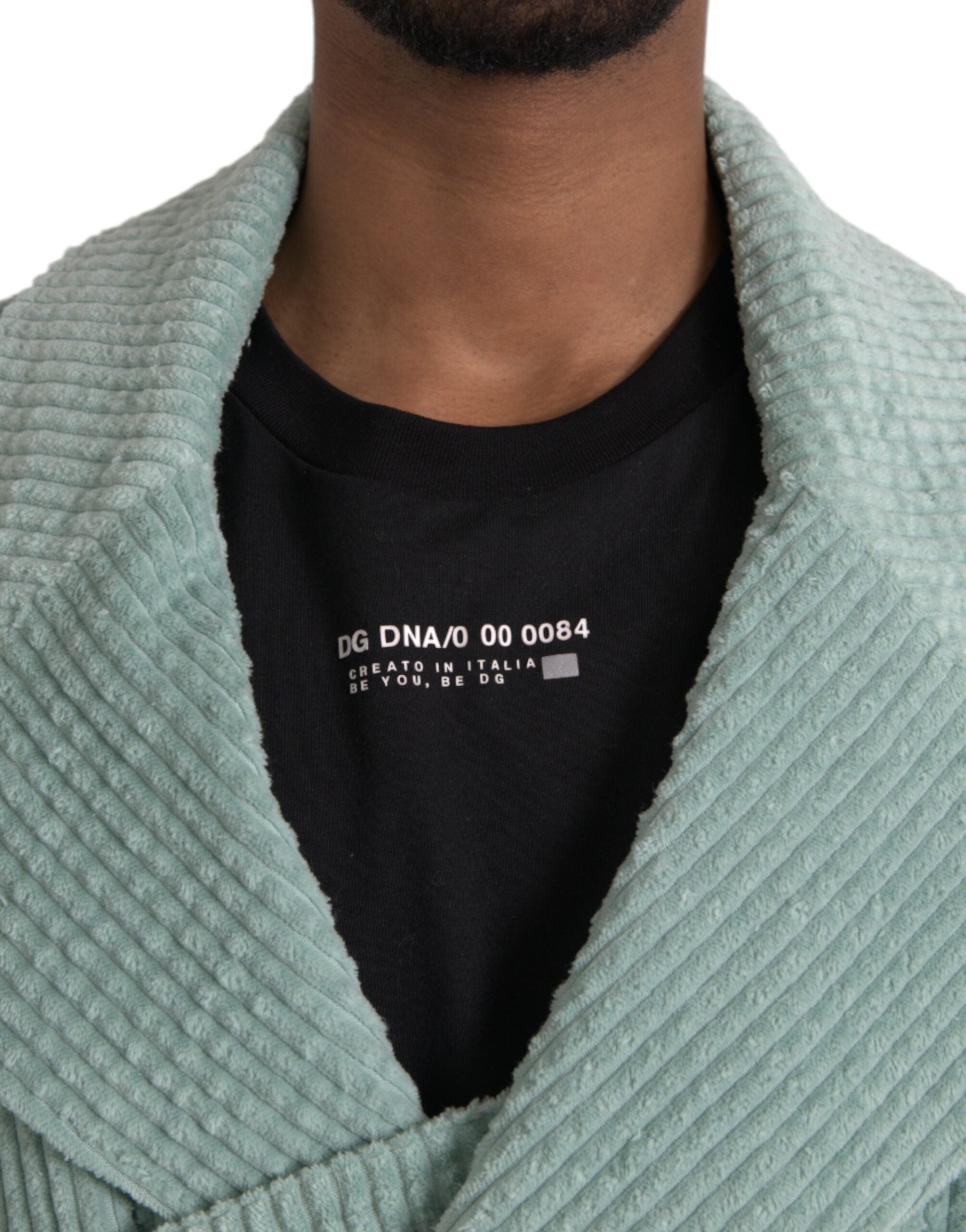 Dolce & Gabbana Blue cotton double-breasted corduroy jacket-4
