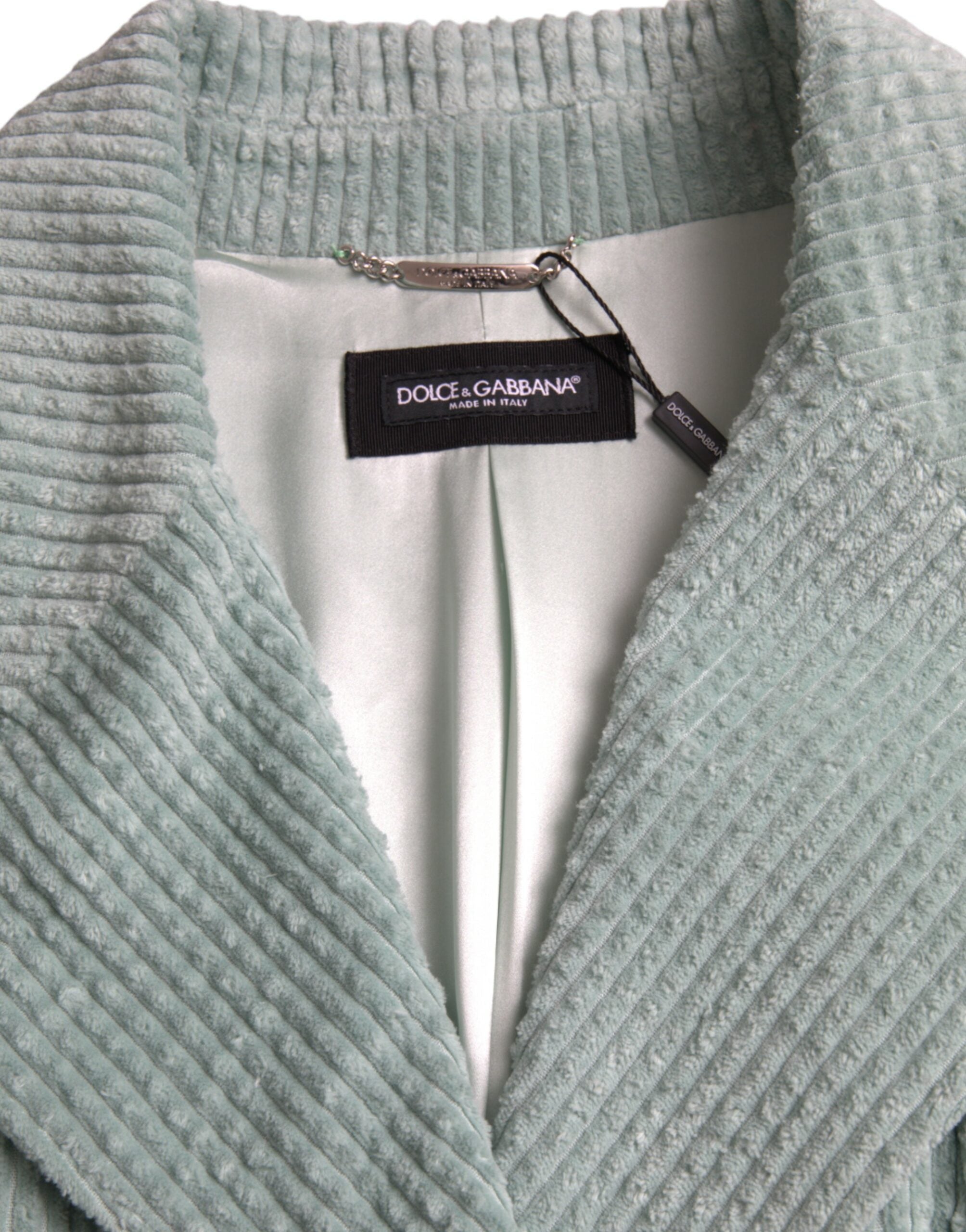 Dolce & Gabbana Blue cotton double-breasted corduroy jacket-8
