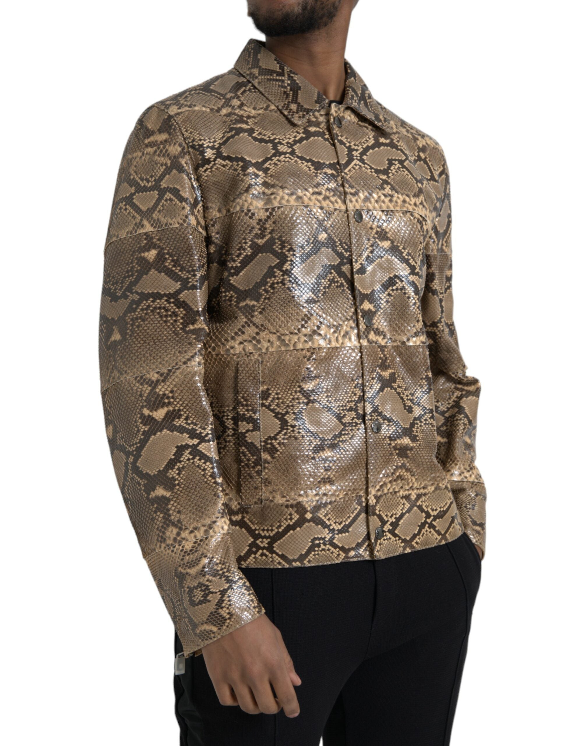Dolce & Gabbana Beige Exotic Leather Biker Blouson Jacket-2