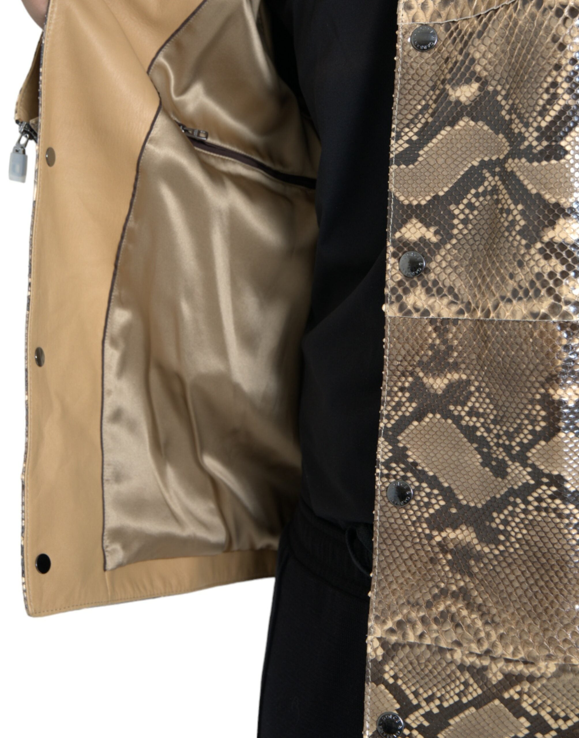 Dolce & Gabbana Beige Exotic Leather Biker Blouson Jacket-6
