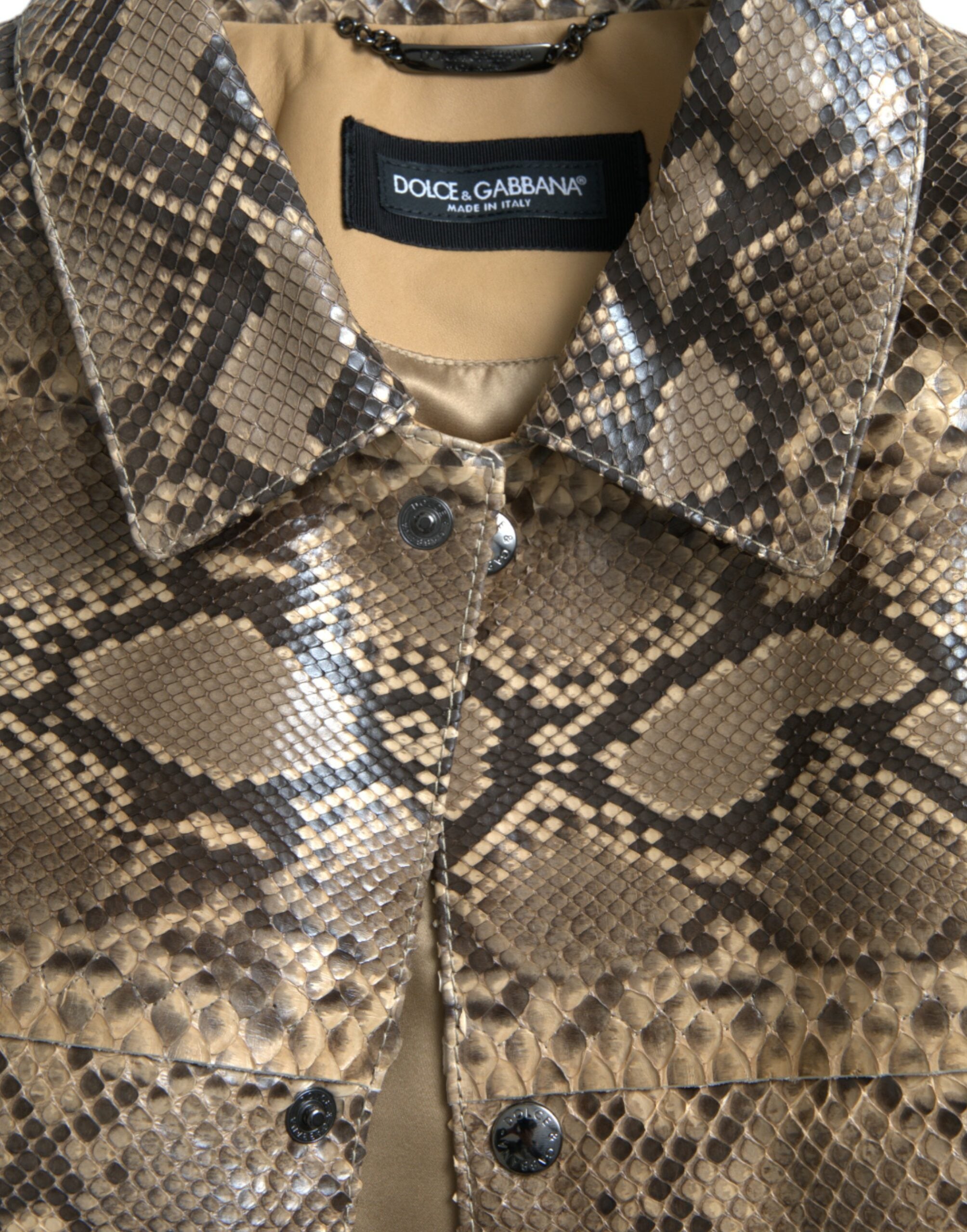 Dolce & Gabbana Beige Exotic Leather Biker Blouson Jacket-7
