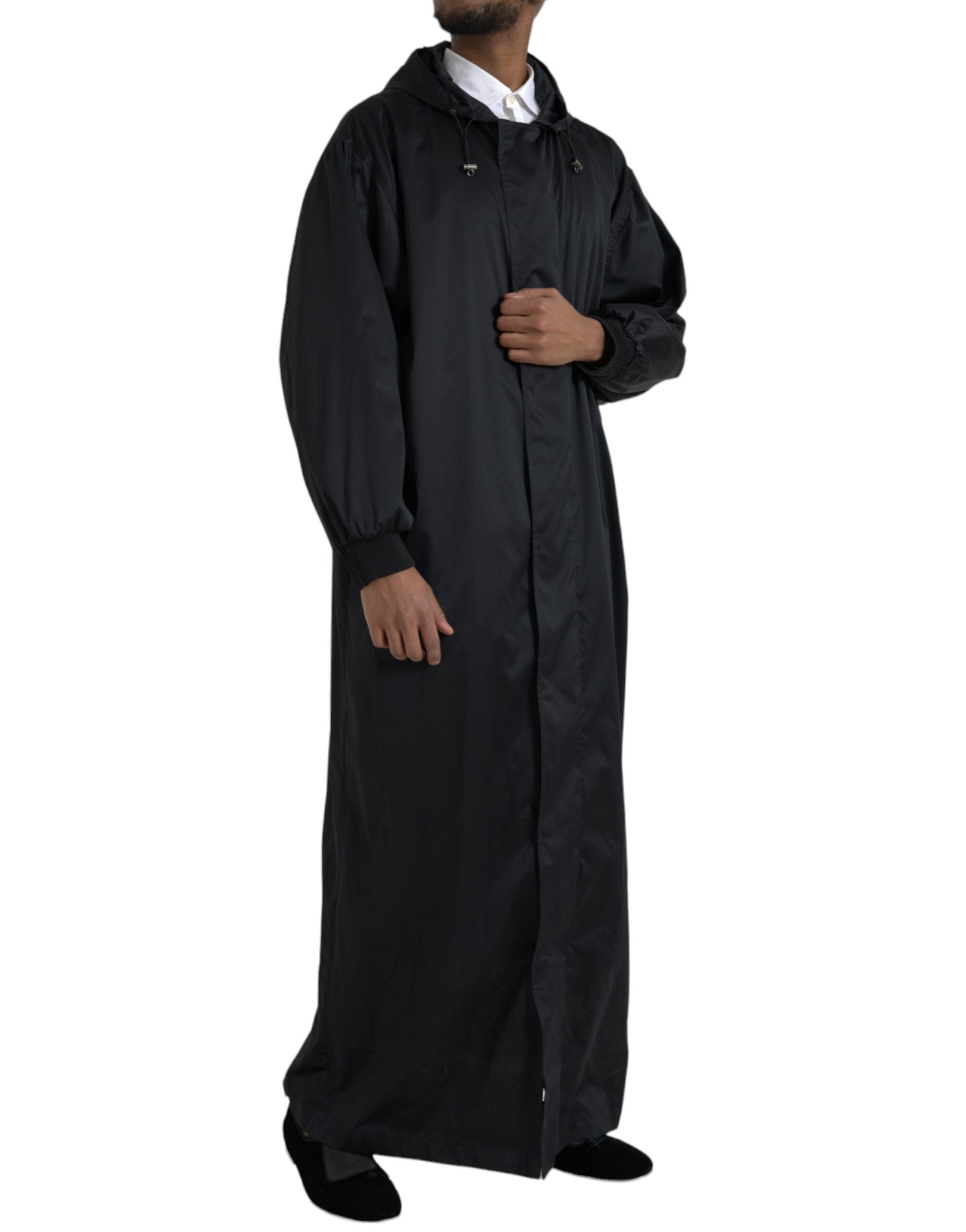 Dolce & Gabbana Black long hooded windbreaker jacket made of polyester-2
